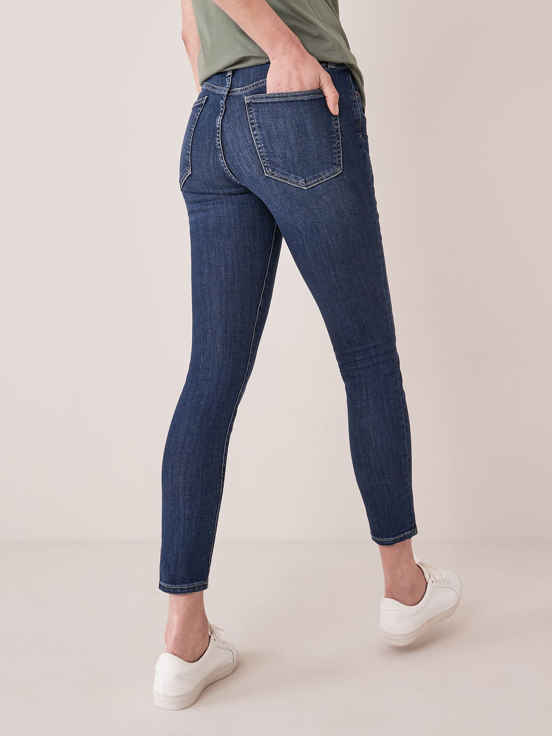 Mid Indigo Blue High Waisted Stretch True Skinny Jeans - Image 5 of 6