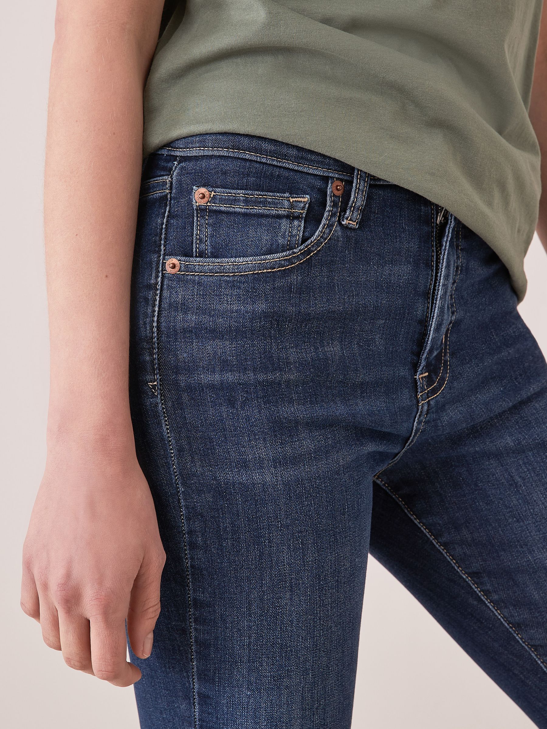 Mid Indigo Blue High Waisted Stretch True Skinny Jeans - Image 6 of 6