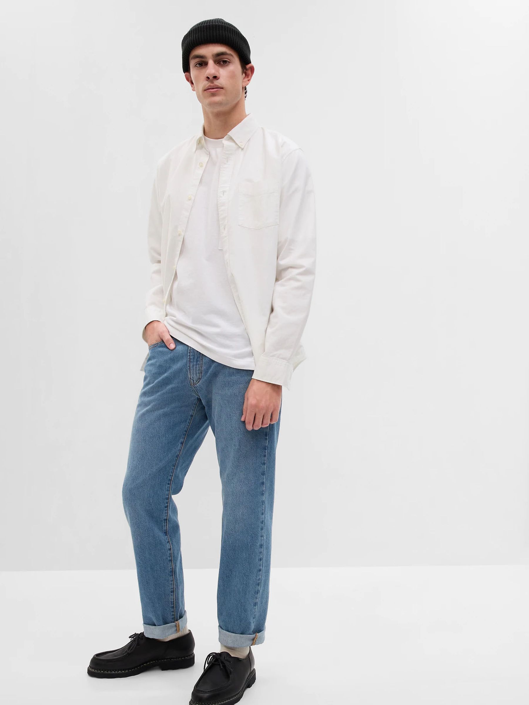 Mid Blue Straight Fit Stretch Jeans - Image 1 of 3