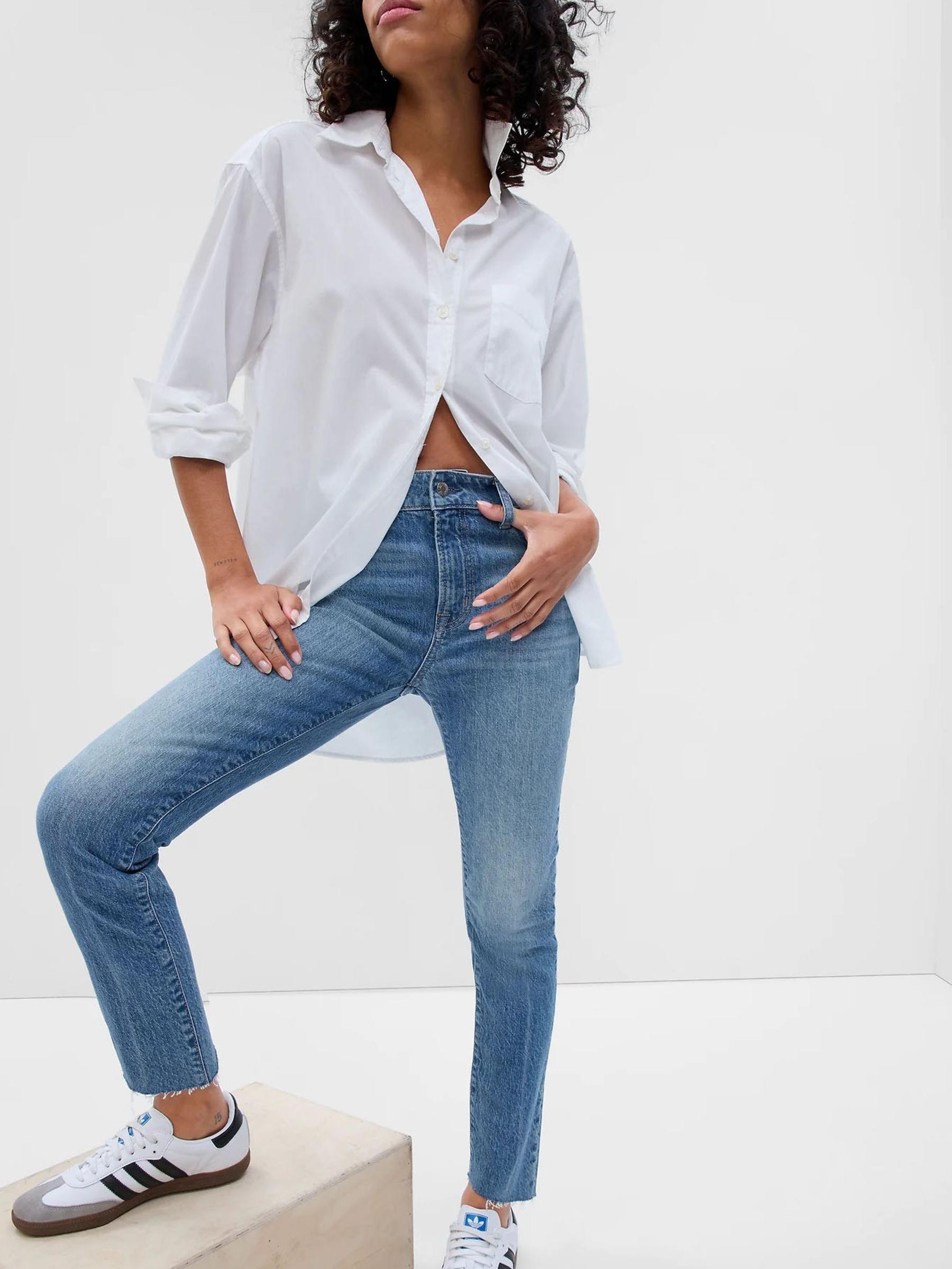 Light Wash Blue Mid Rise Slim Boyfriend Jeans - Image 1 of 3
