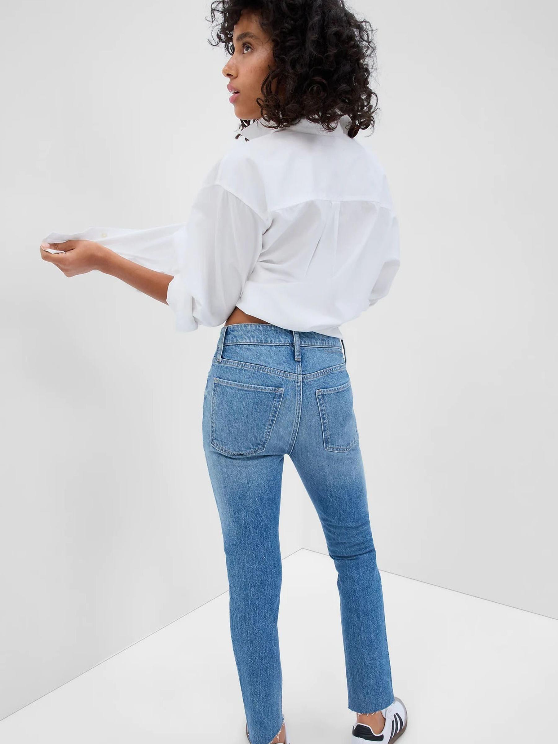 Light Wash Blue Mid Rise Slim Boyfriend Jeans - Image 2 of 3