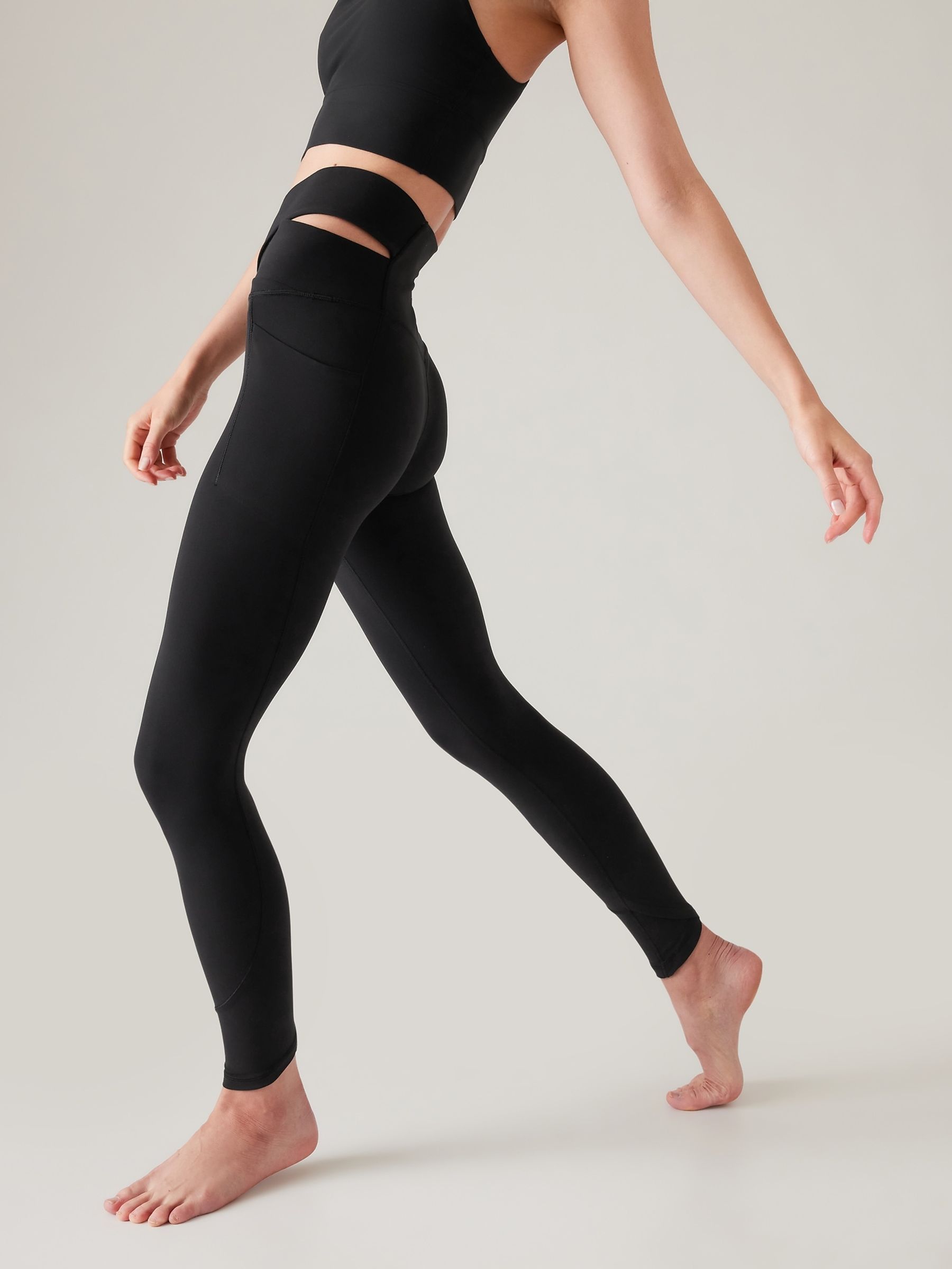 Athleta Black Salutation Stash Wrap Leggings - Image 3 of 4