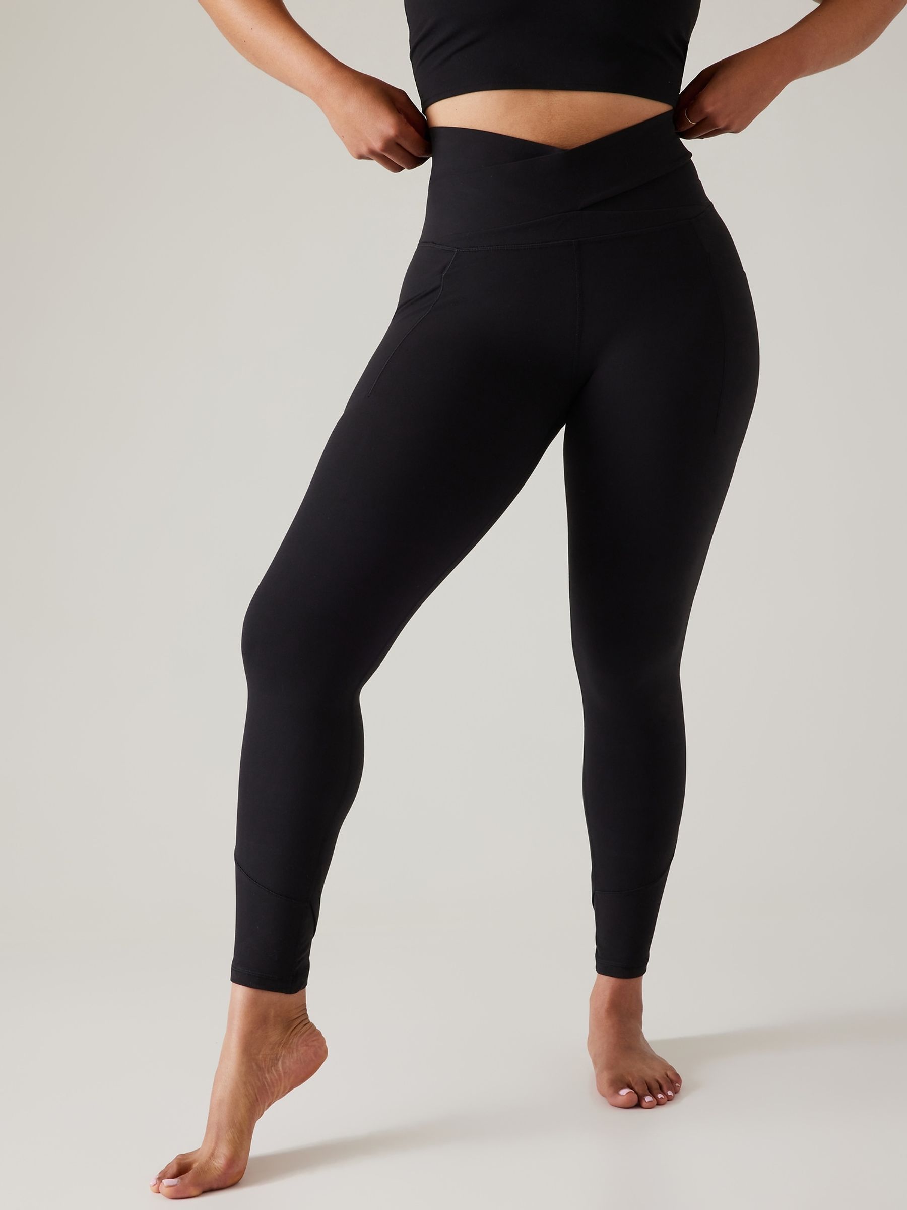 Athleta Black Salutation Stash Wrap Leggings - Image 4 of 4