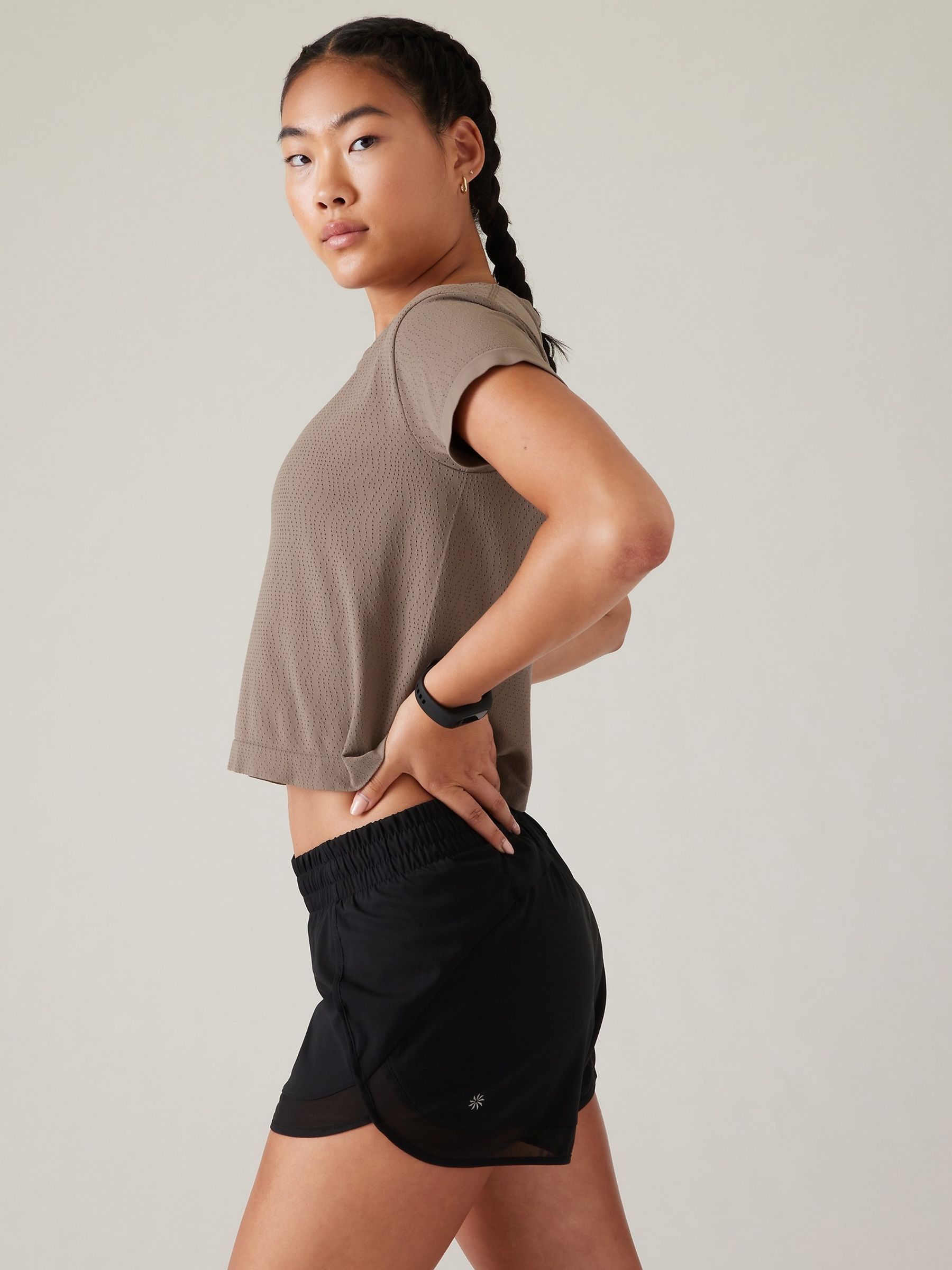 Athleta Brown Ether Seamless Mesh T-Shirt - Image 6 of 9