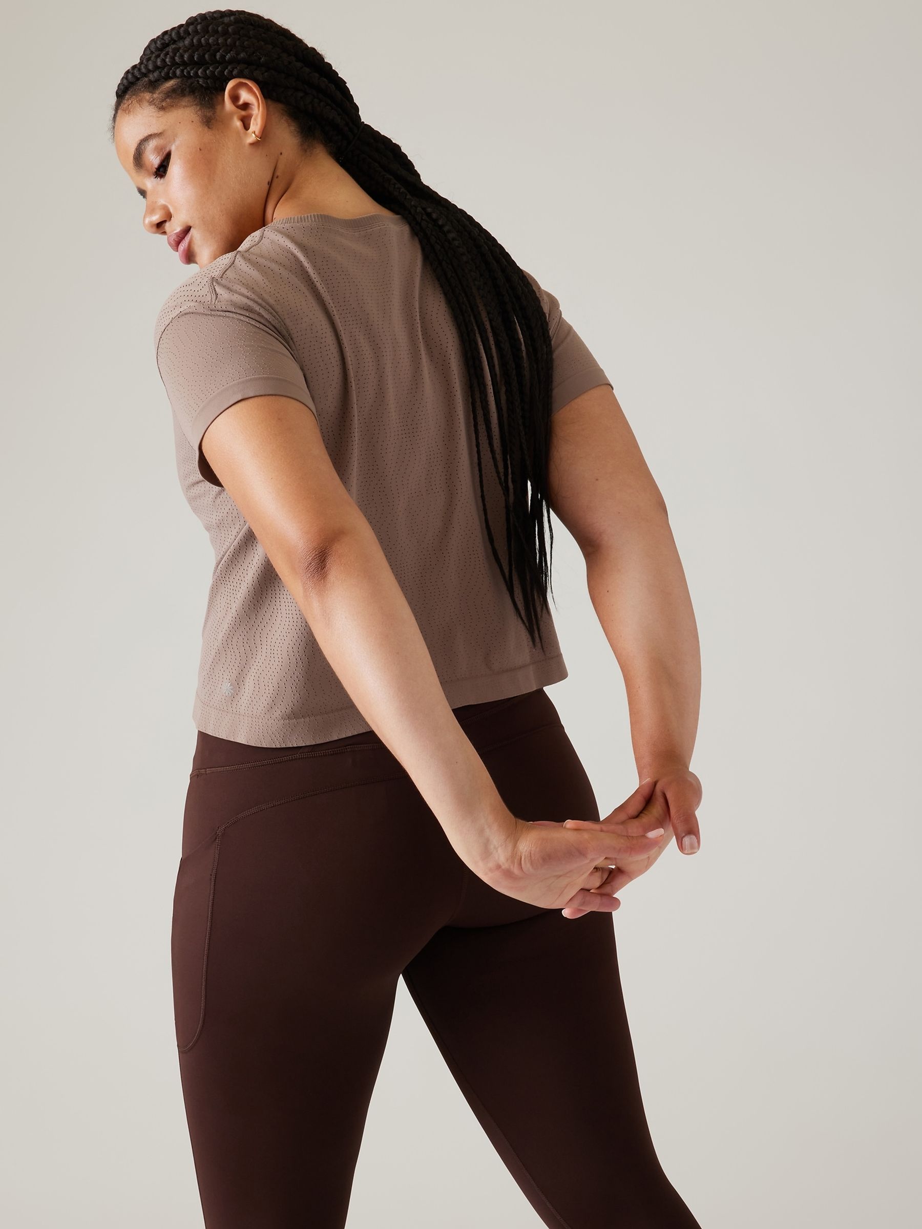 Athleta Brown Ether Seamless Mesh T-Shirt - Image 7 of 9