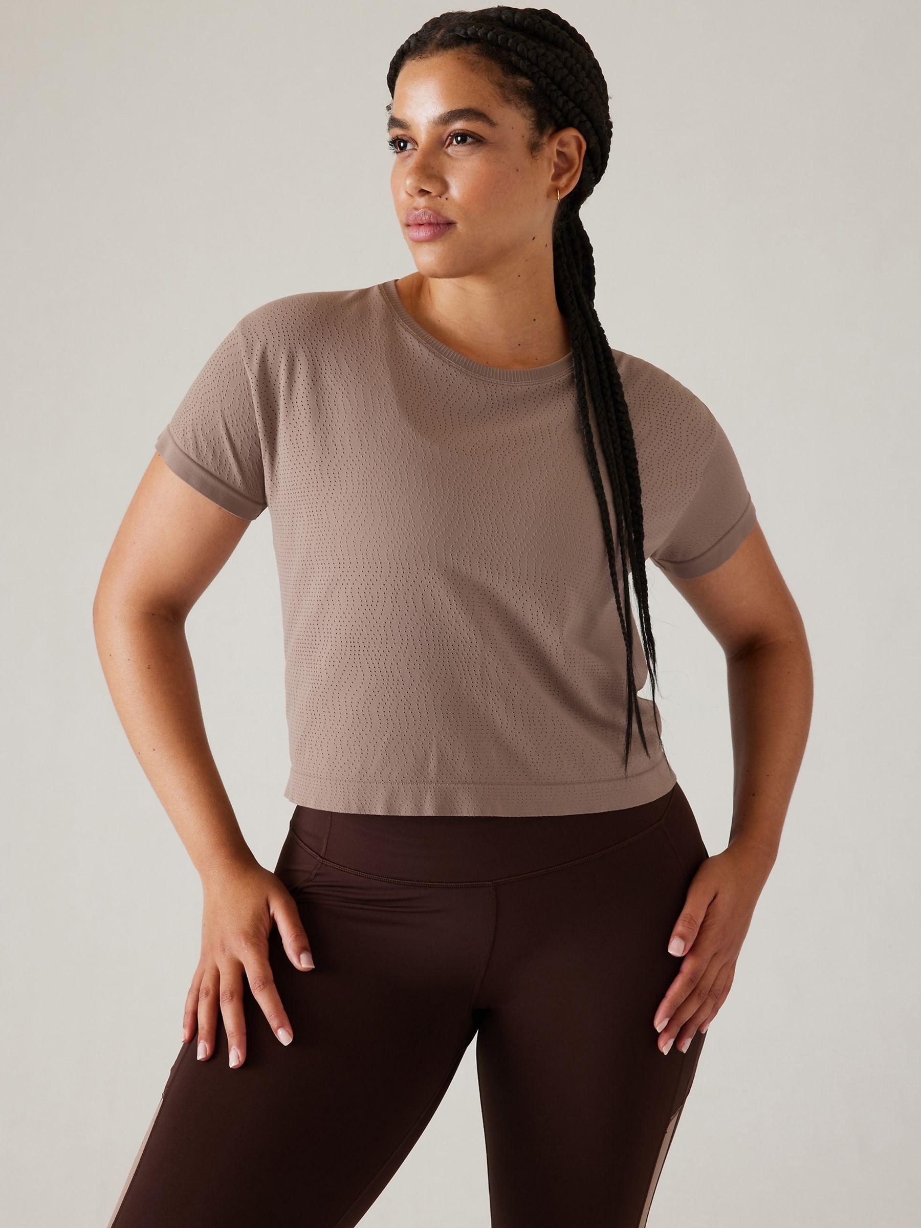 Athleta Brown Ether Seamless Mesh T-Shirt - Image 8 of 9