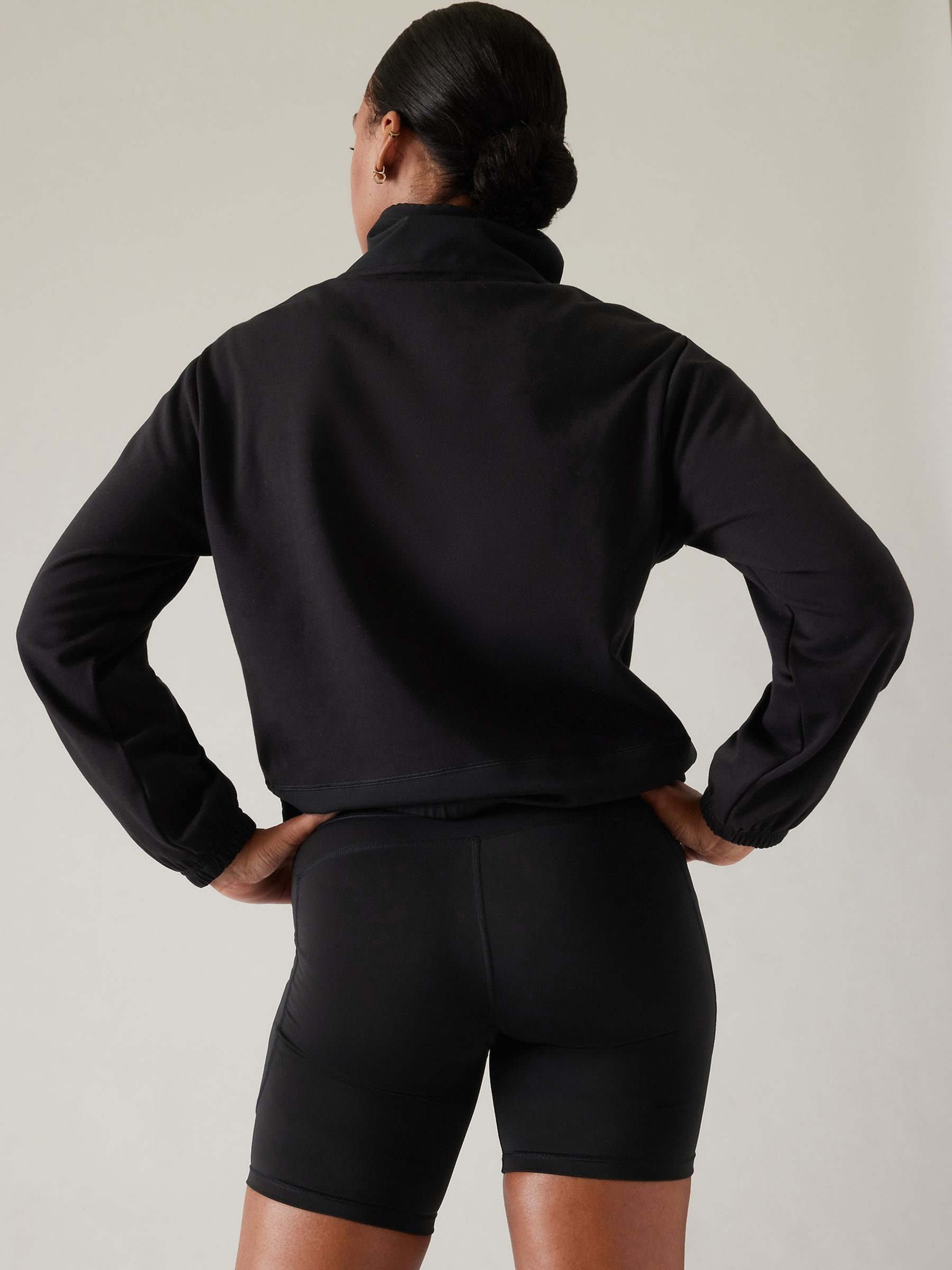 Athleta Black Triumph Hybrid Funnel Neck Sweatshirt - Image 2 of 6