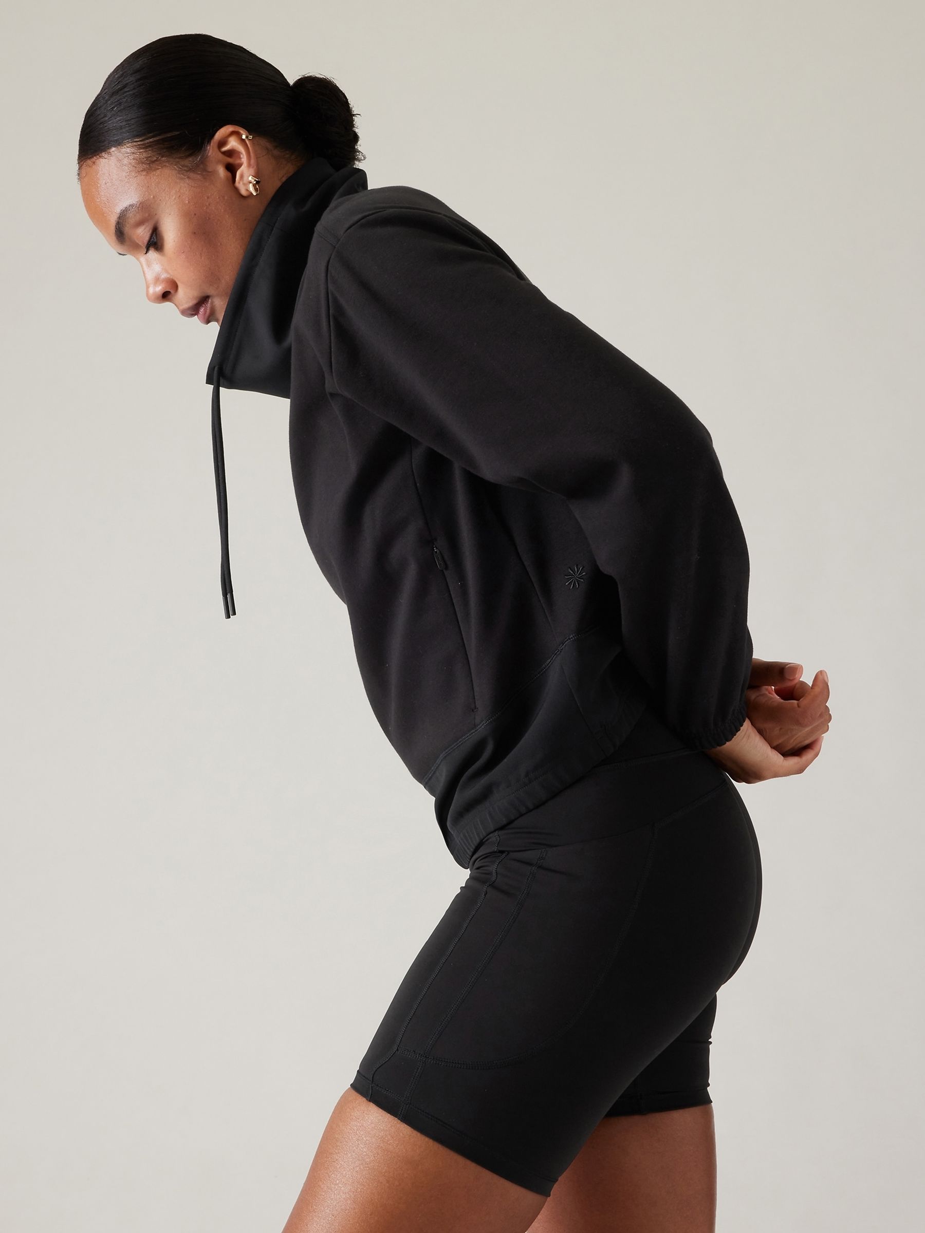 Athleta Black Triumph Hybrid Funnel Neck Sweatshirt - Image 3 of 6
