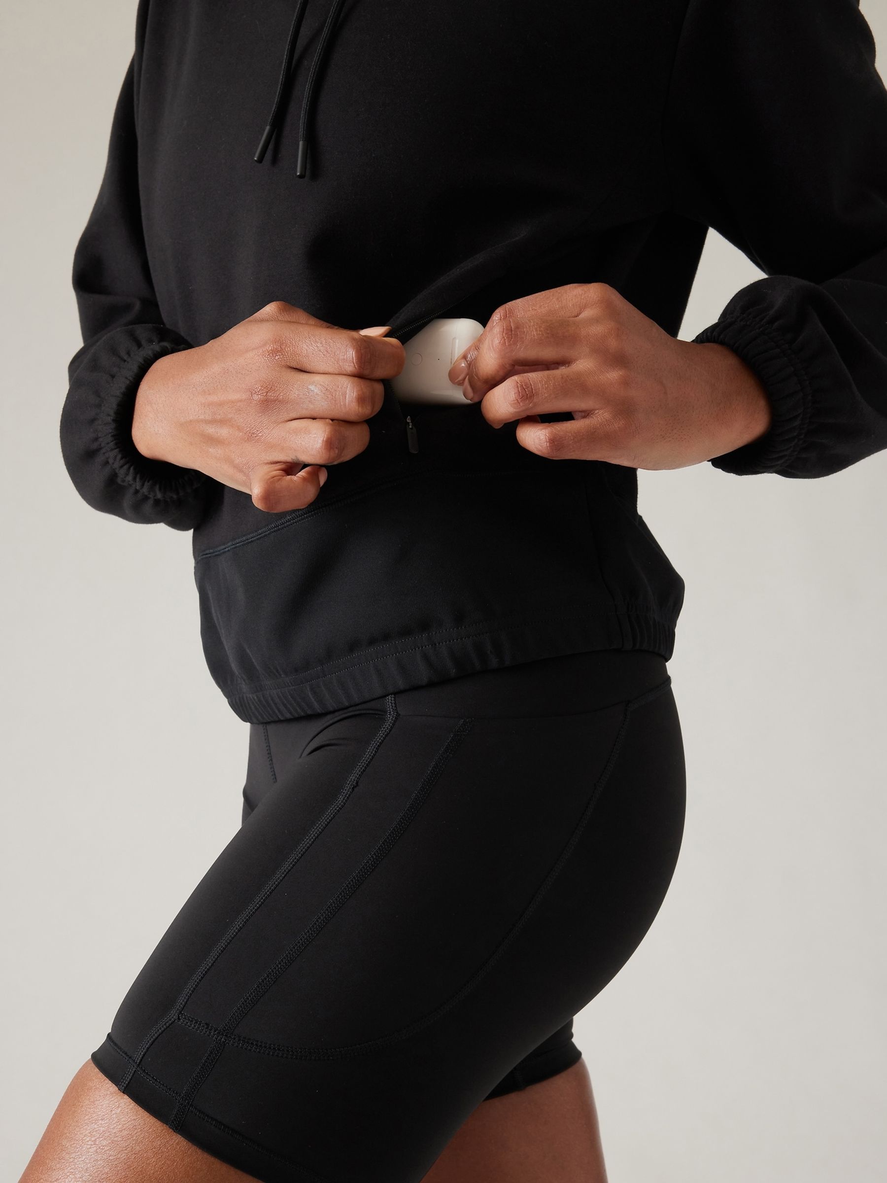 Athleta Black Triumph Hybrid Funnel Neck Sweatshirt - Image 5 of 6