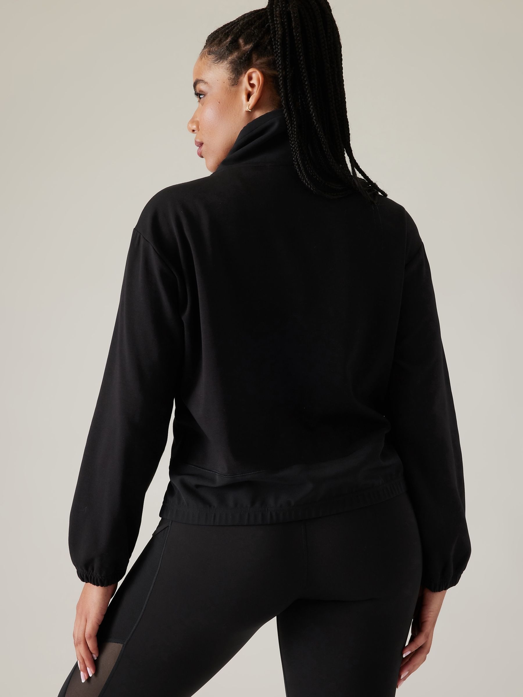 Athleta Black Triumph Hybrid Funnel Neck Sweatshirt - Image 6 of 6