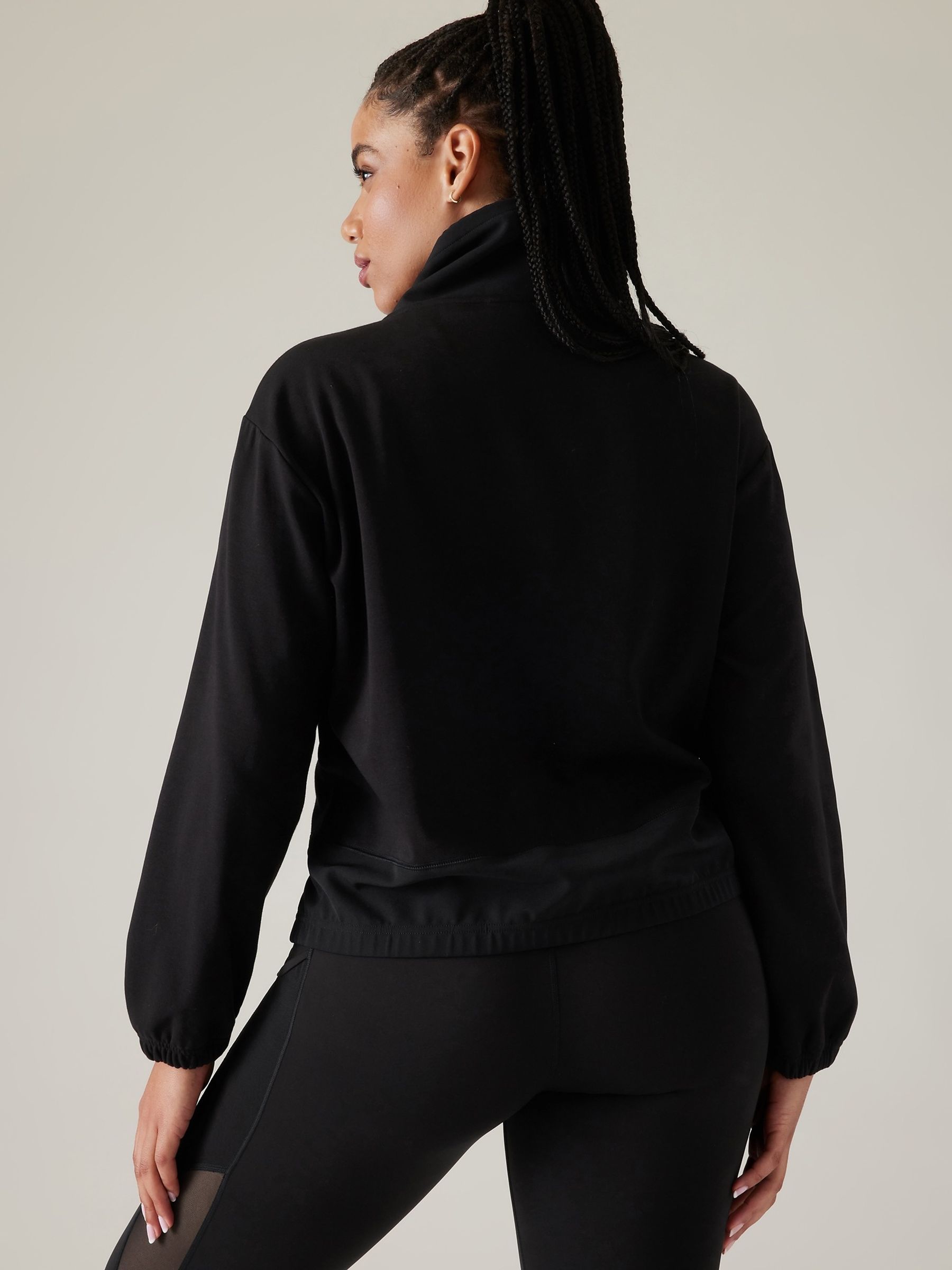 Athleta Black Triumph Hybrid Funnel Neck Sweatshirt - Image 8 of 9