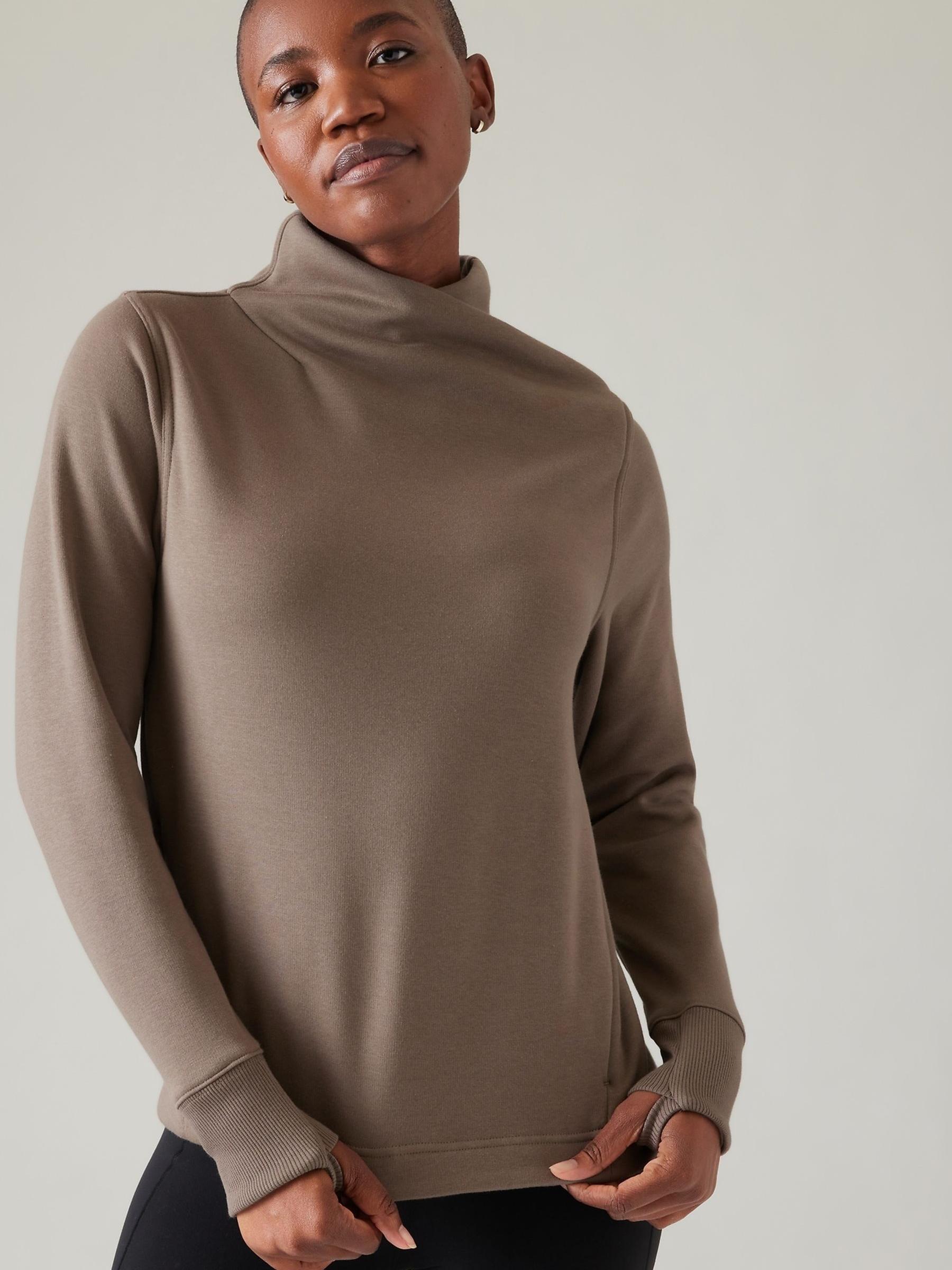Athleta Grey Cosy Karma Twist Neck Sweatshirt - Image 1 of 1