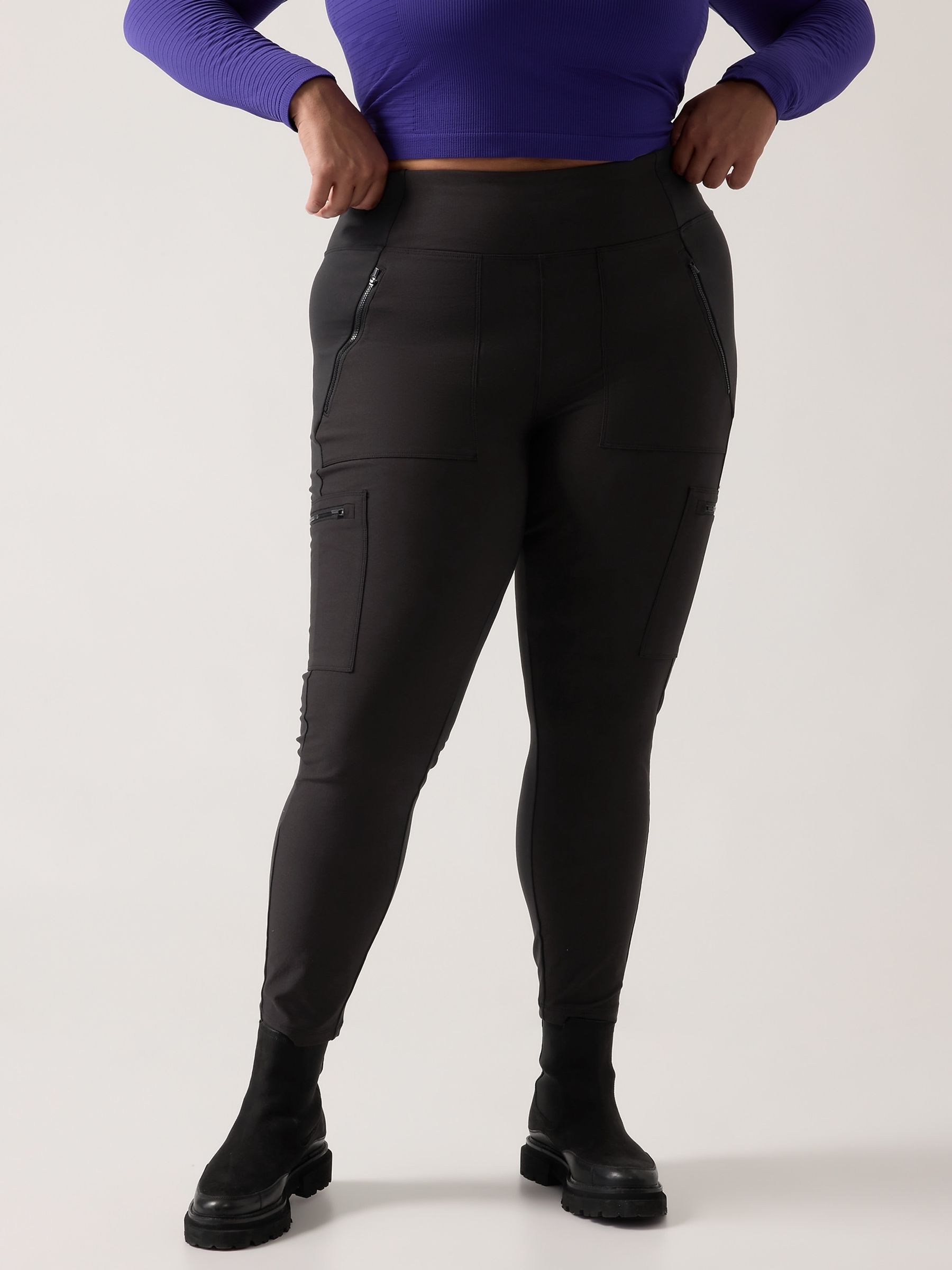 Athleta Black Headlands Hybrid Cargo Six Pocket Leggings - Image 5 of 6