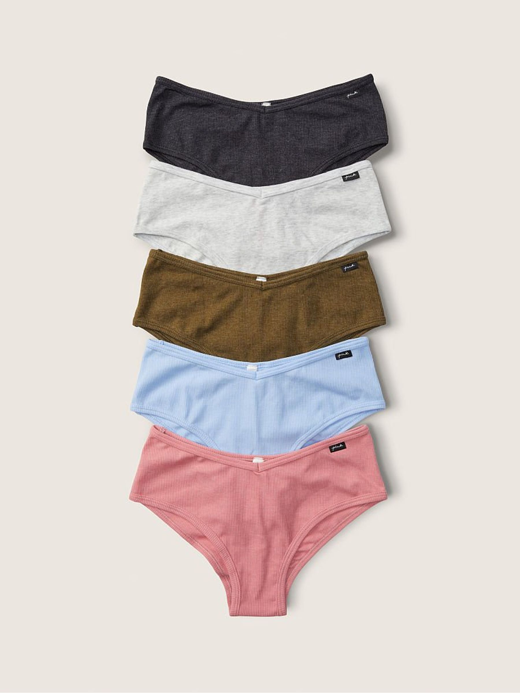 Grey/Blue/Pink Cotton Cheeky Knickers Multipack - Image 1 of 1