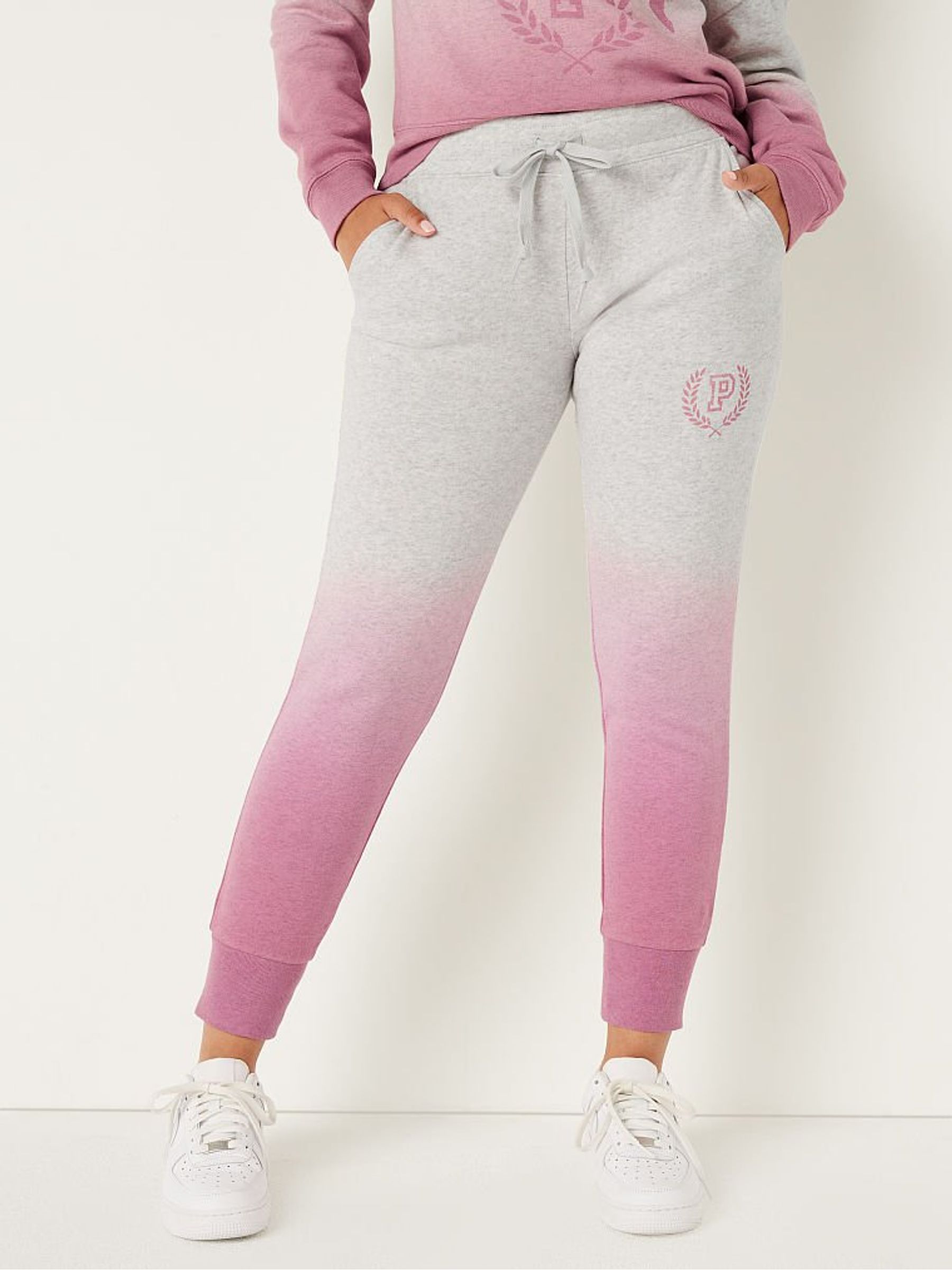 Heather Stone Grey Dip Dye Logo Fleece Joggers Victoria's Secret