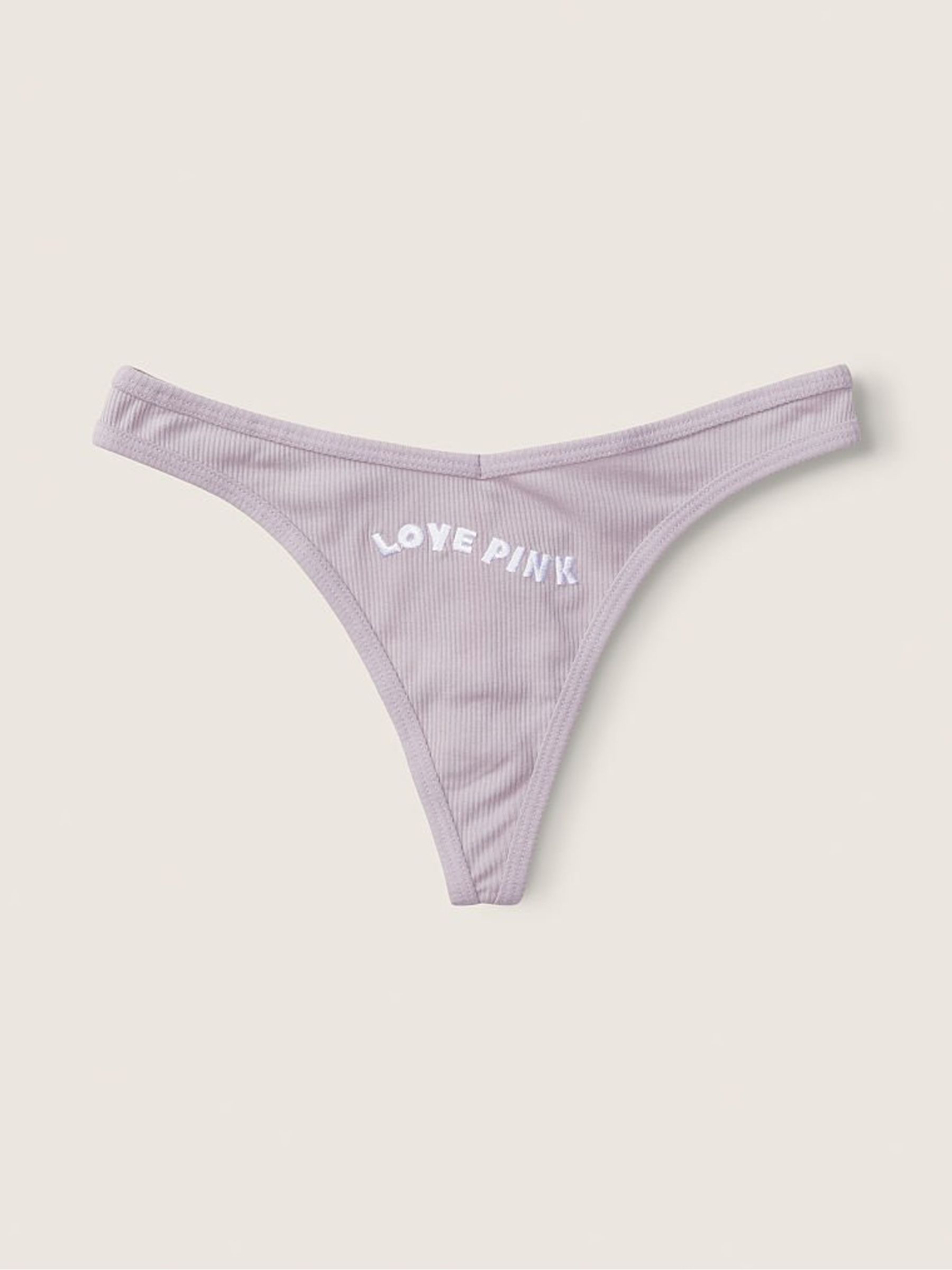 Purple Mist with Embroidery Purple Cotton Thong Knickers - Image 1 of 1