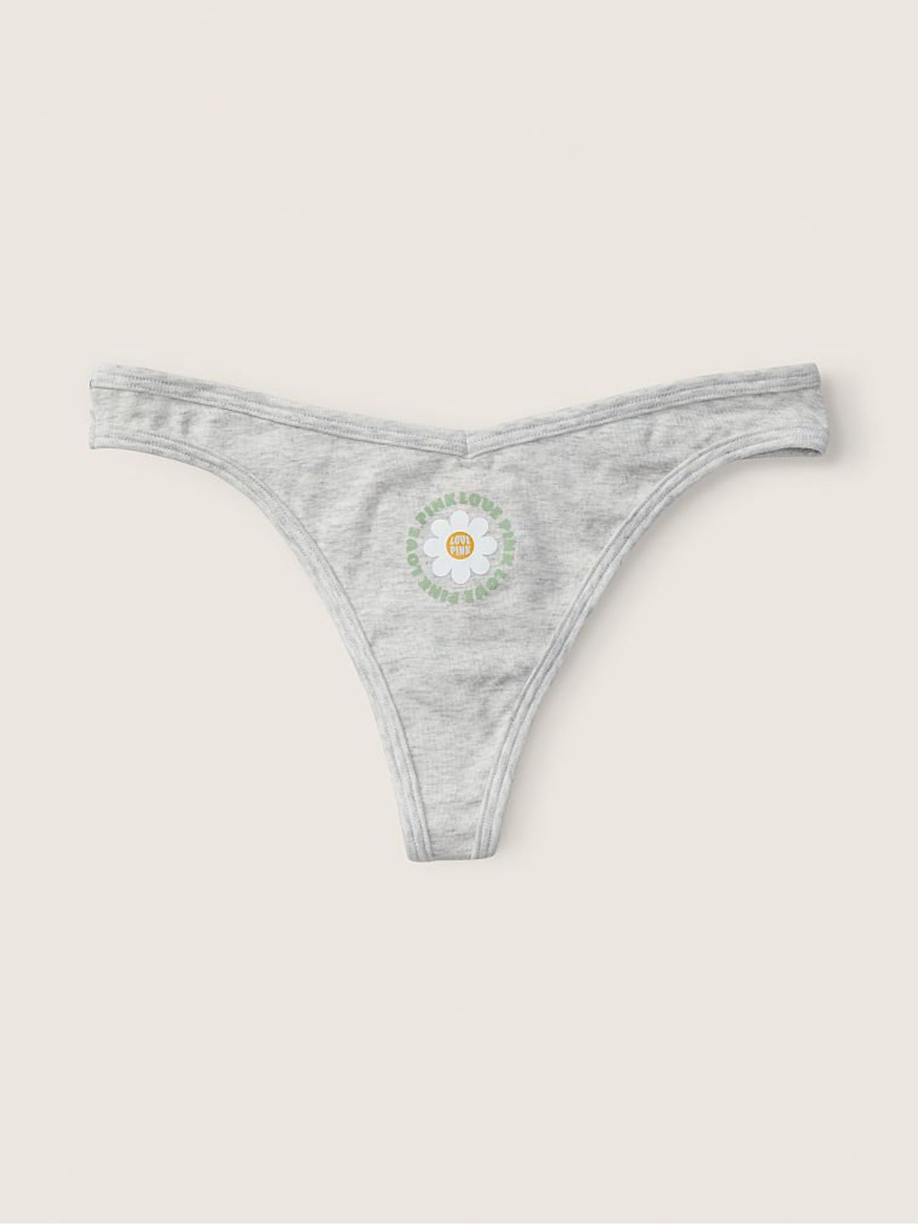 Heather Stone Grey with Graphic Grey Thong Cotton Knickers - Image 1 of 1