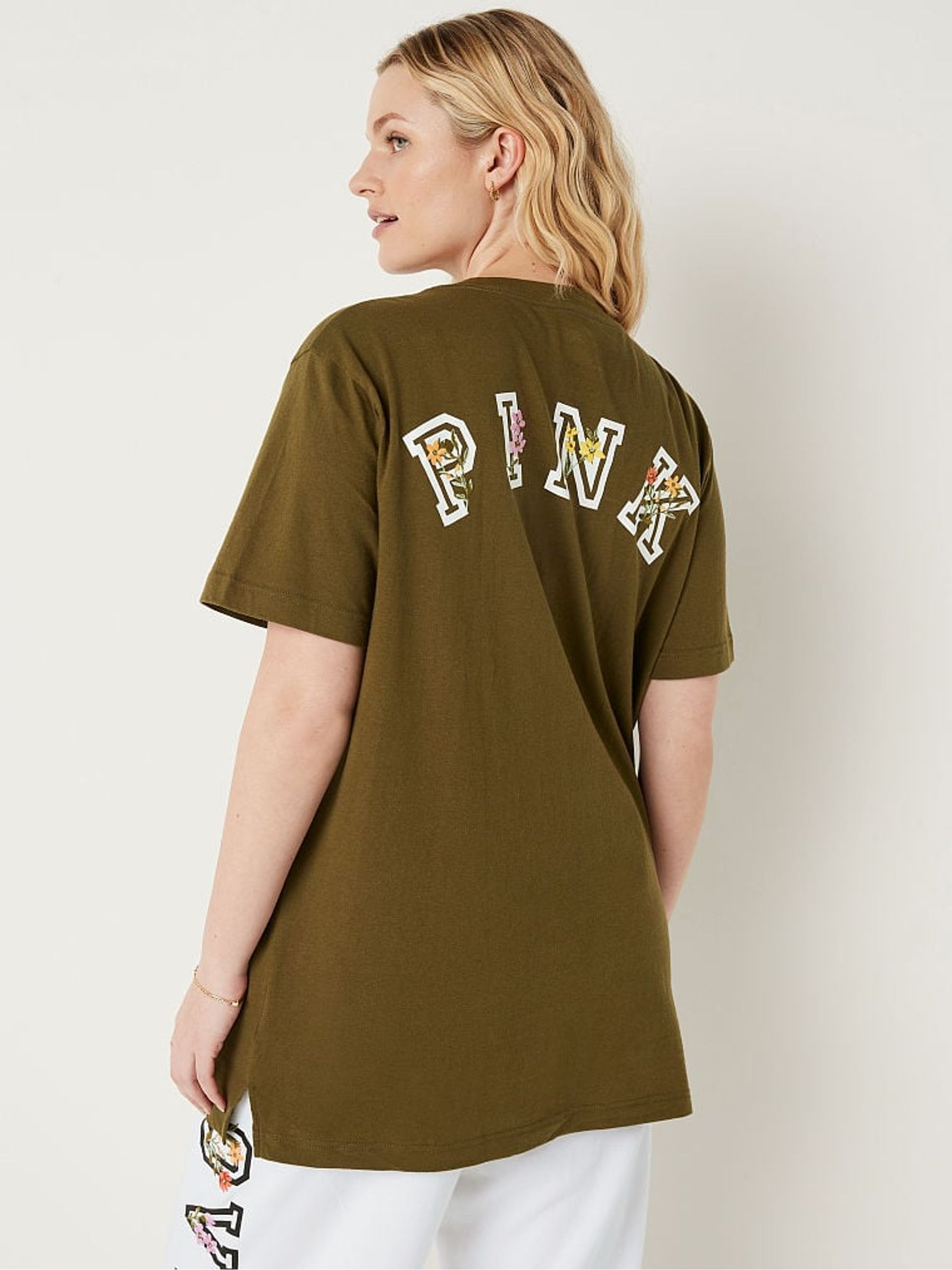 Deep Olive Green Cotton Short Sleeve Campus T-Shirt - Image 2 of 5 Deep Olive Green Cotton Short Sleeve Campus T-Shirt - Image 2 of 5