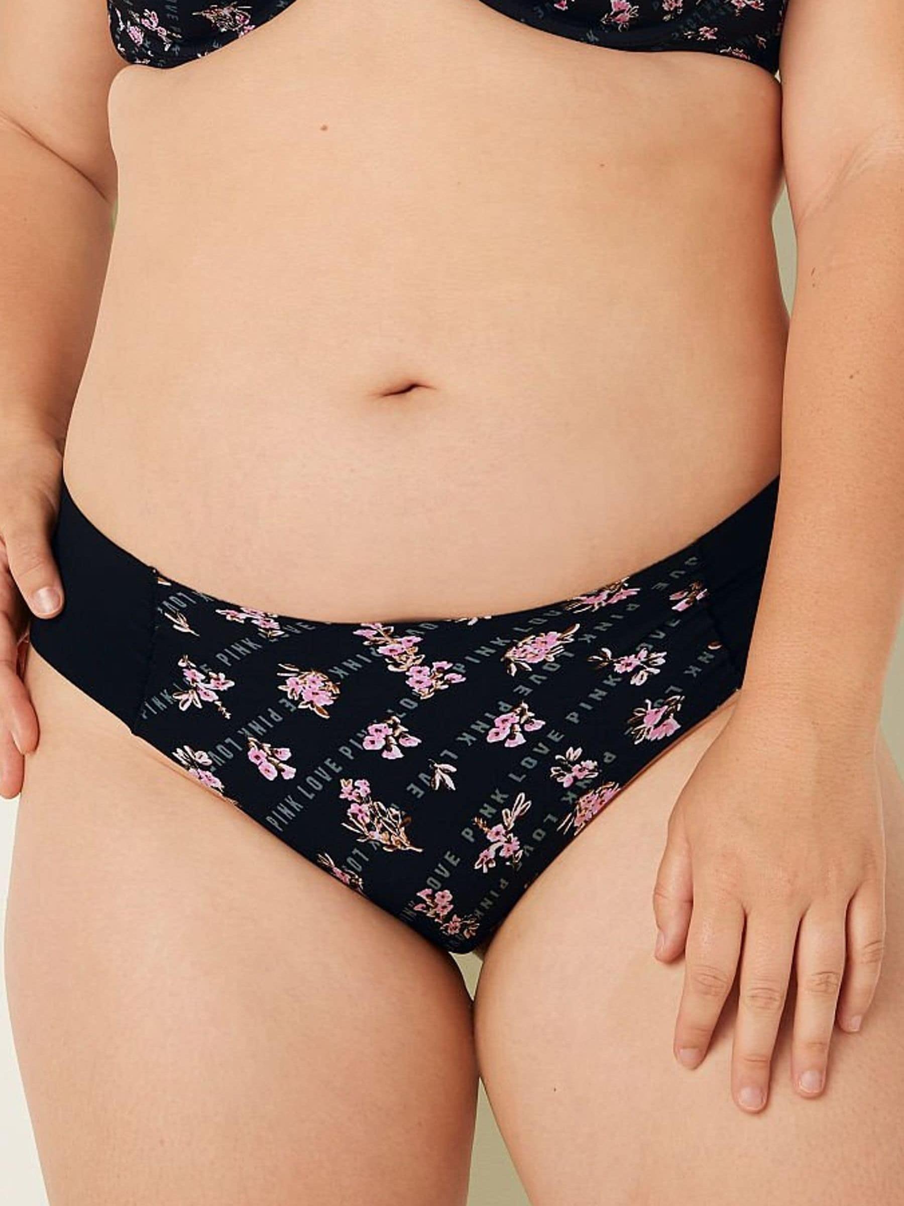Logo Floral Pure Black No Show Cheeky Knickers - Image 1 of 2