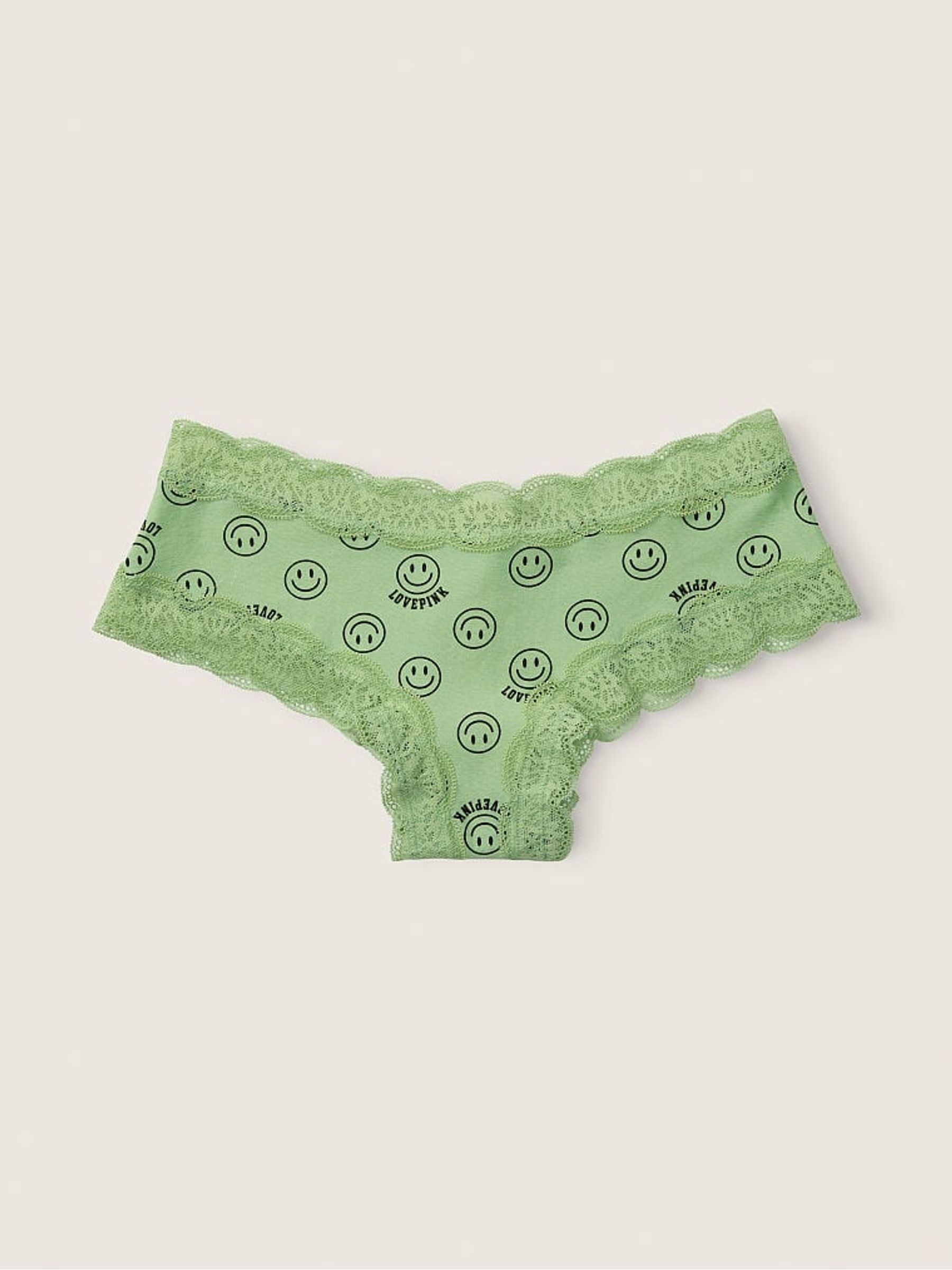 Soft Jade Smiley Green Cheeky Lace Trim Knickers - Image 1 of 1