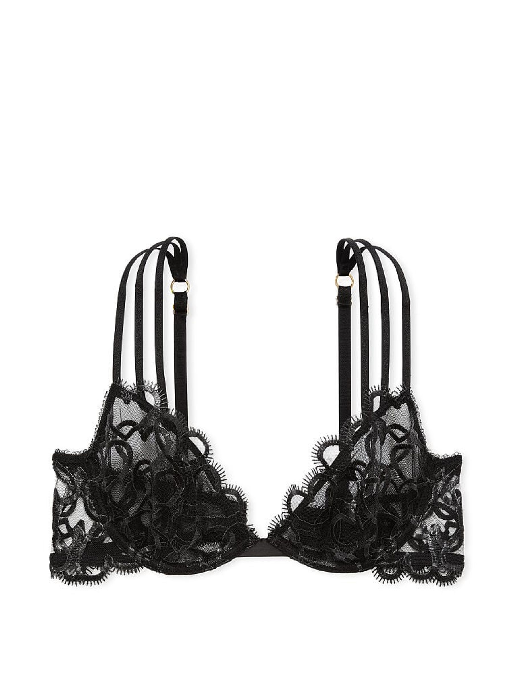 Black Heart Demi Embroidered Bra - Image 3 of 3