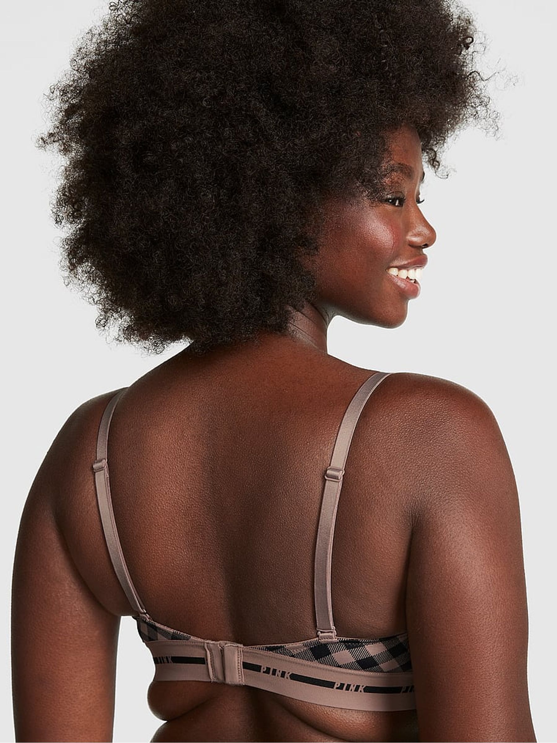 Iced Coffee Brown Tartan Non Wired Lightly Lined Smooth T-Shirt Bra - Image 2 of 3