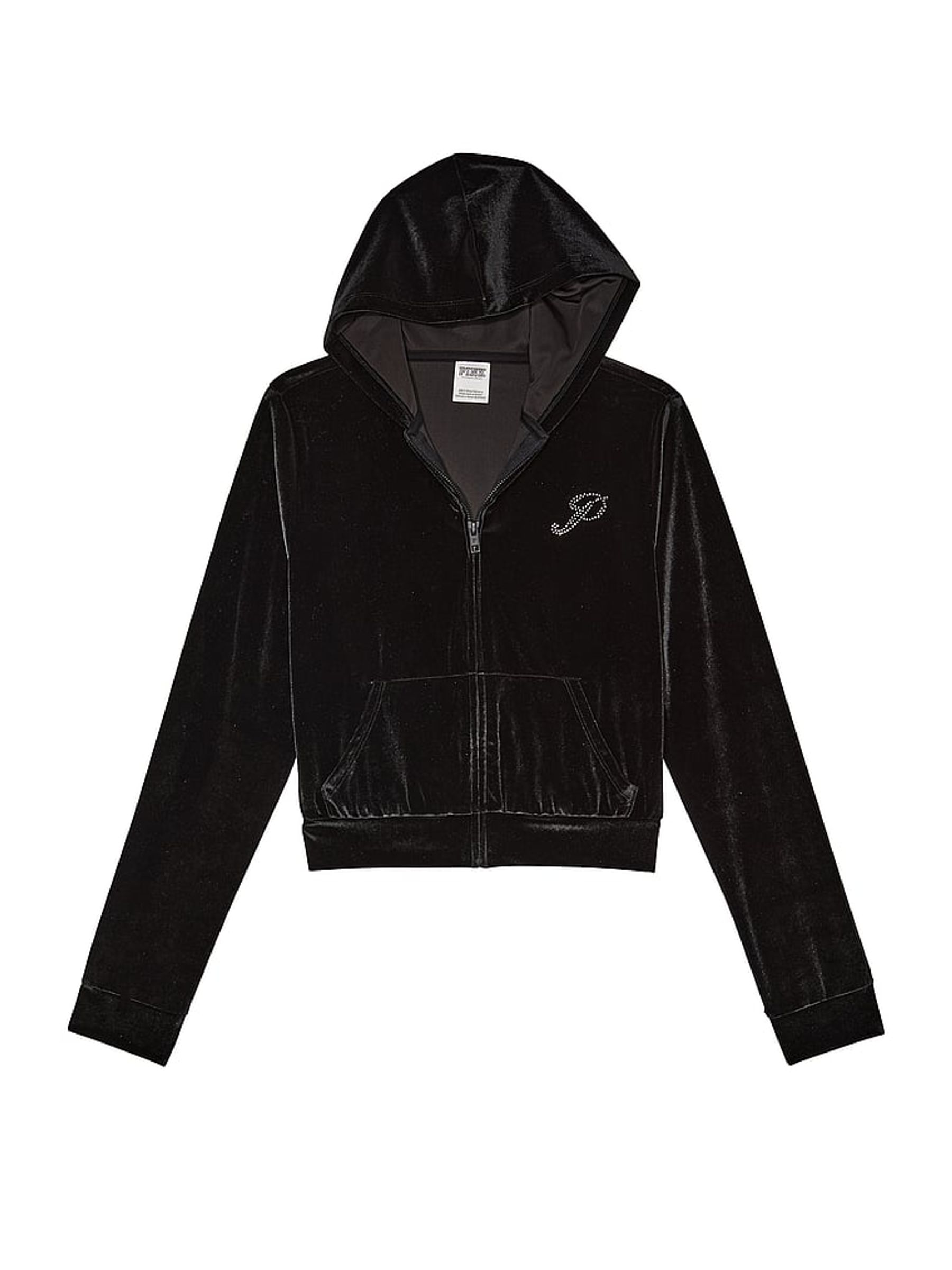 Pure Black Velour Logo Shine Hoodie - Image 3 of 4