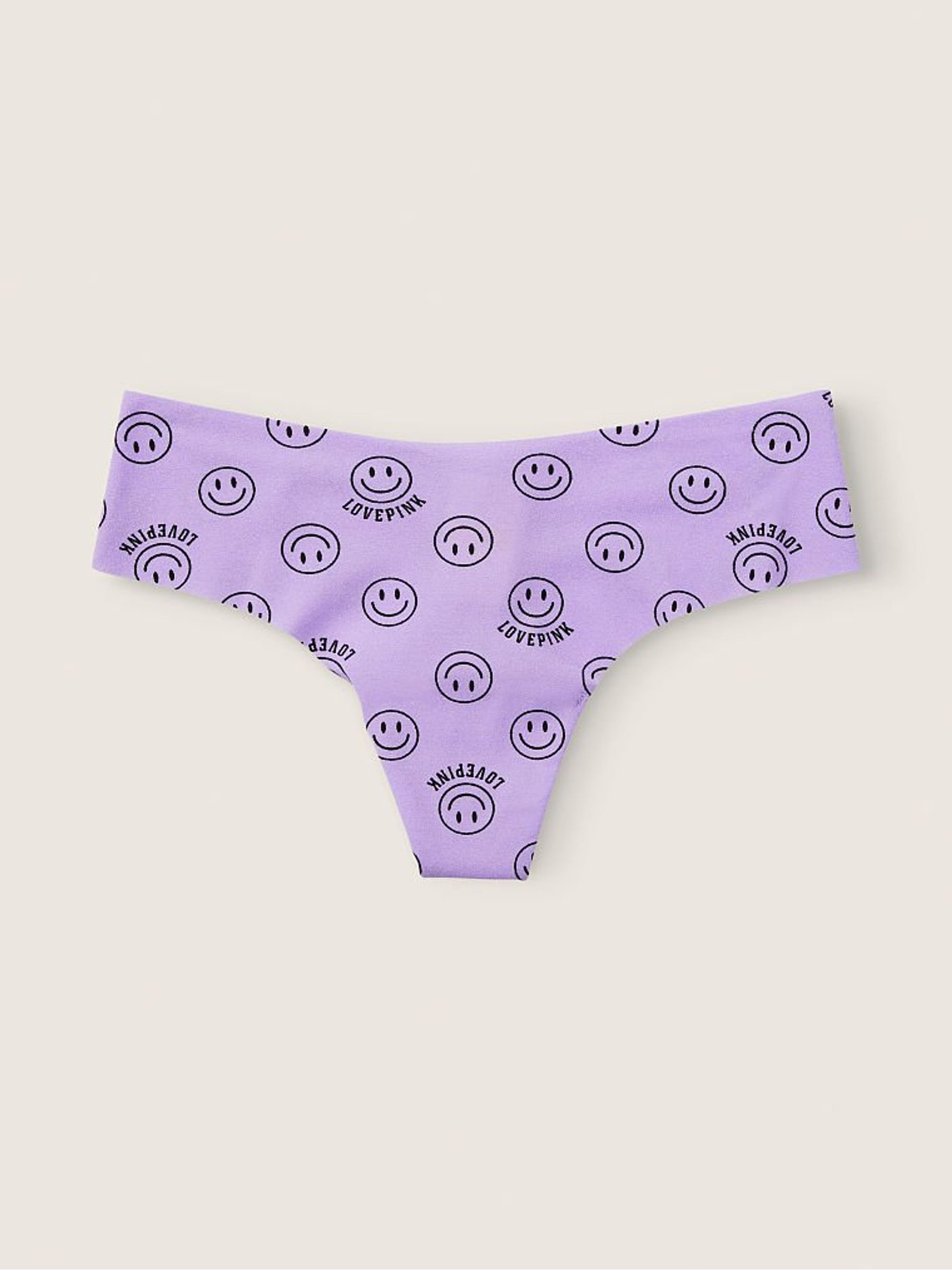 Lavender Love Smiley Purple No Show Thong Knickers - Image 1 of 1