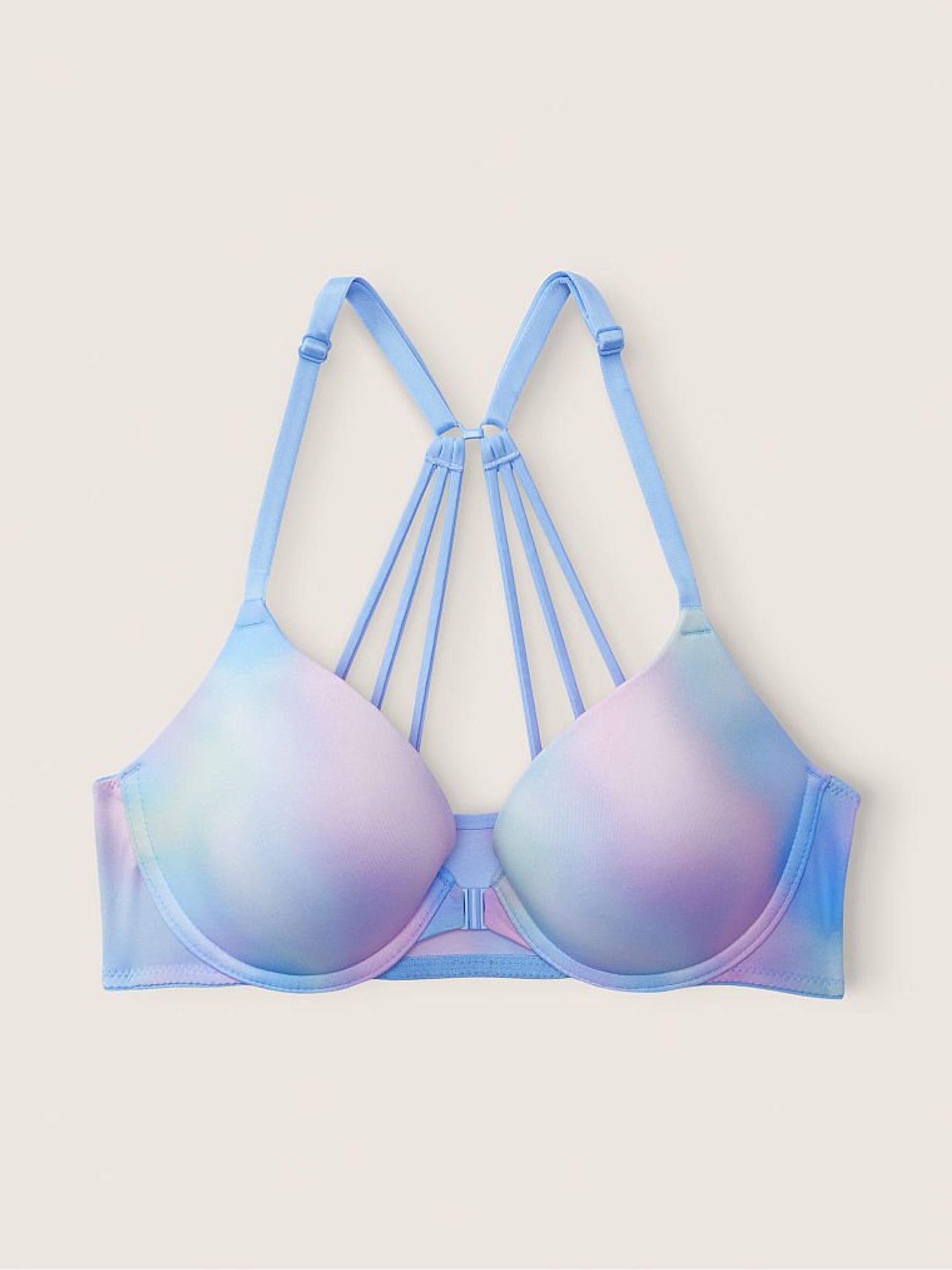 Tie Dye Morning Sky Blue Smooth Front Fastening Push Up T-Shirt Bra - Image 4 of 5
