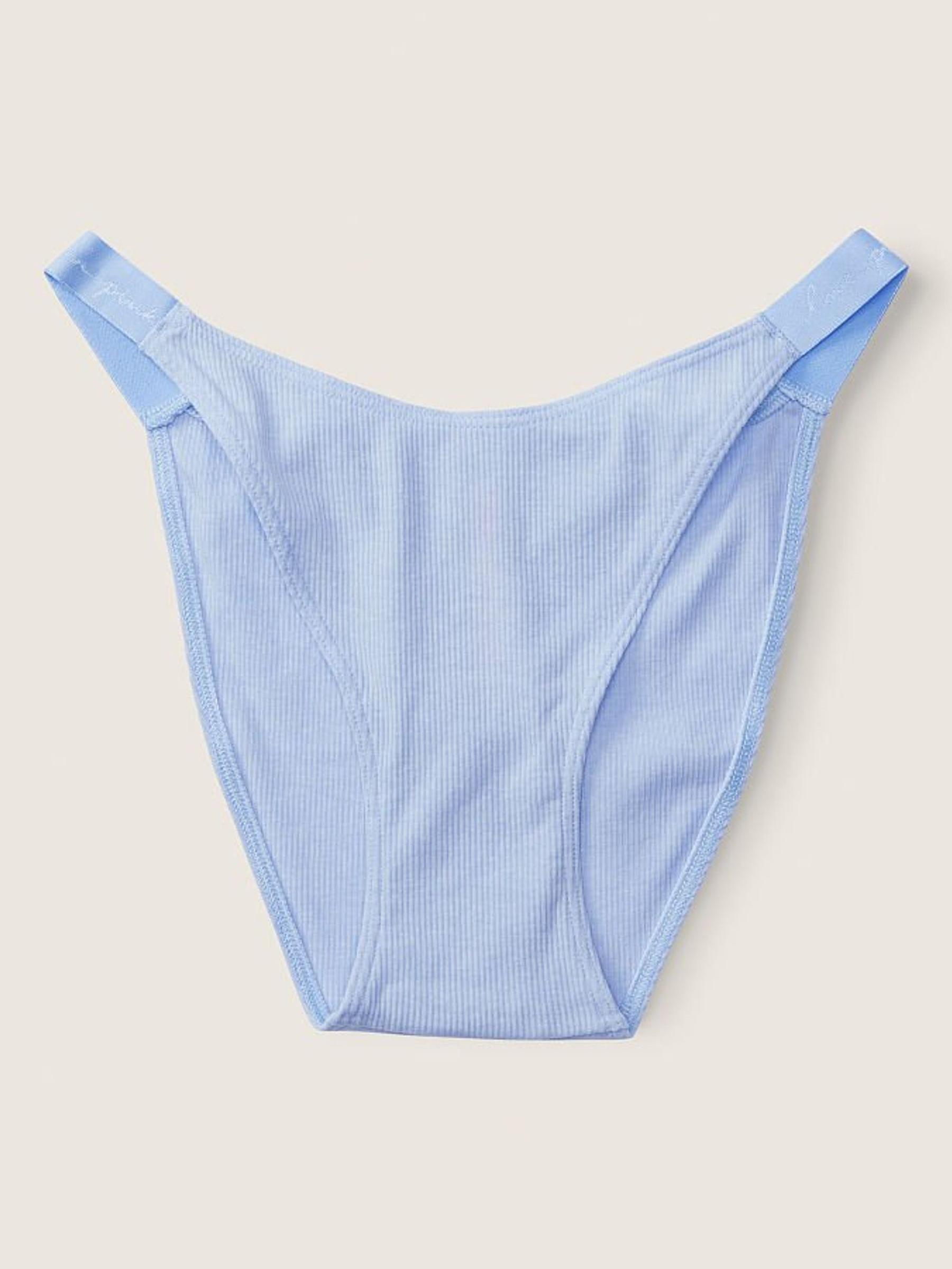 Morning Sky Blue Cotton High Leg Logo Bikini Knickers - Image 1 of 1
