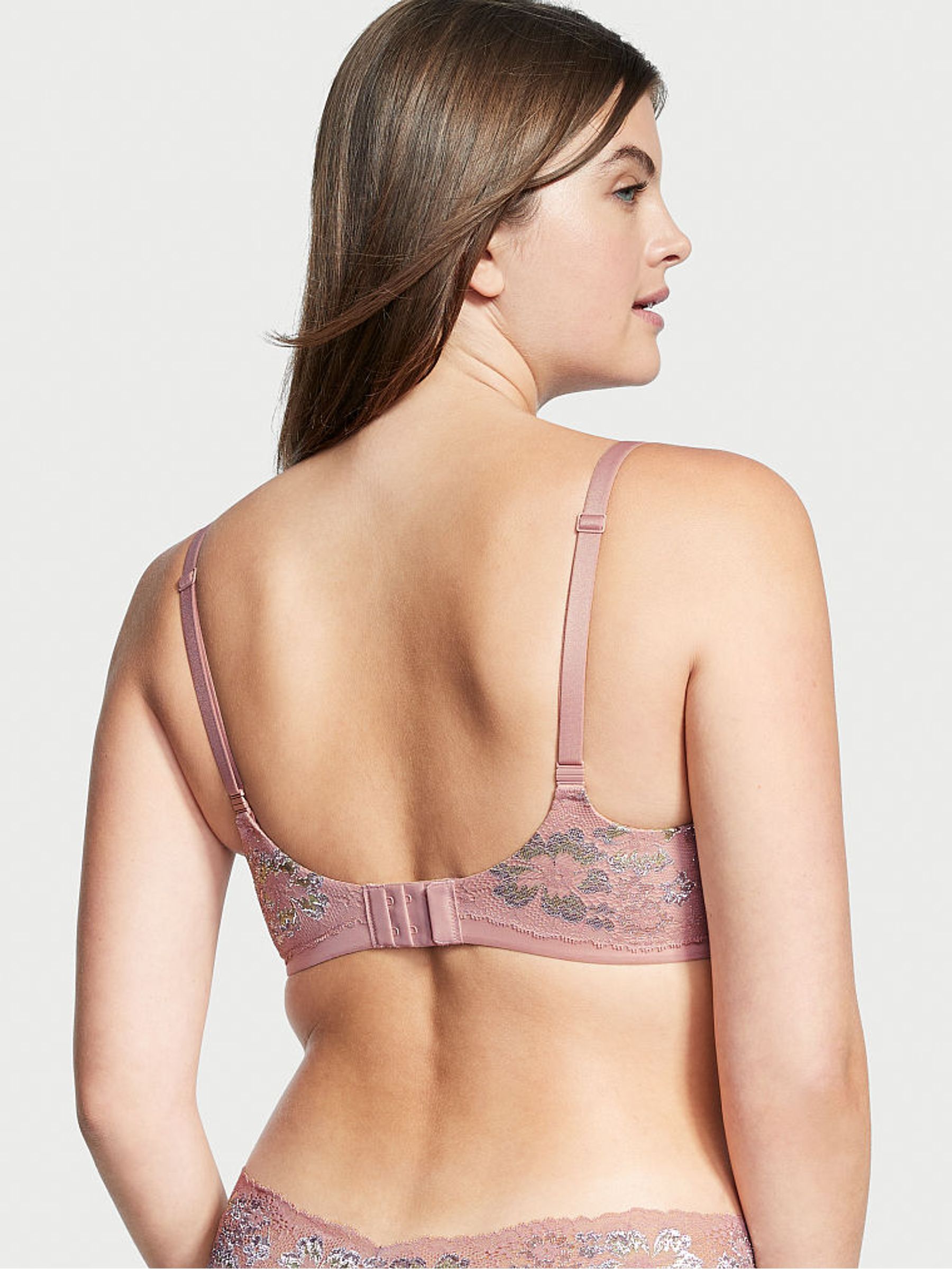 French Mauve Double Pink Lace Push Up Bra Perfect Shape Bra - Image 2 of 4