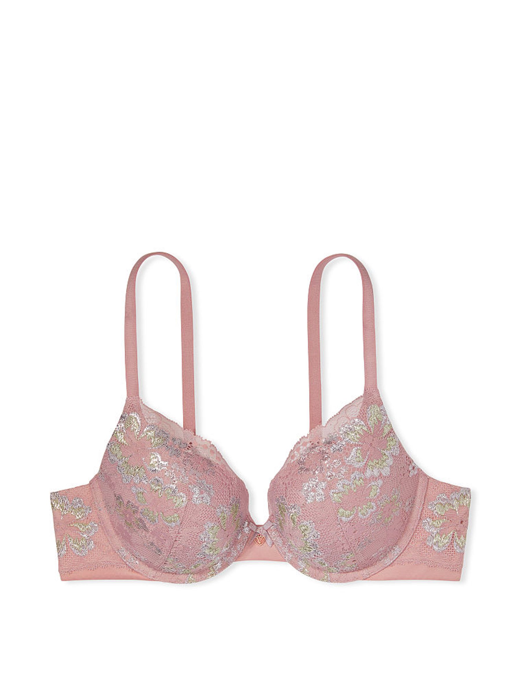 French Mauve Double Pink Lace Push Up Bra Perfect Shape Bra - Image 4 of 4