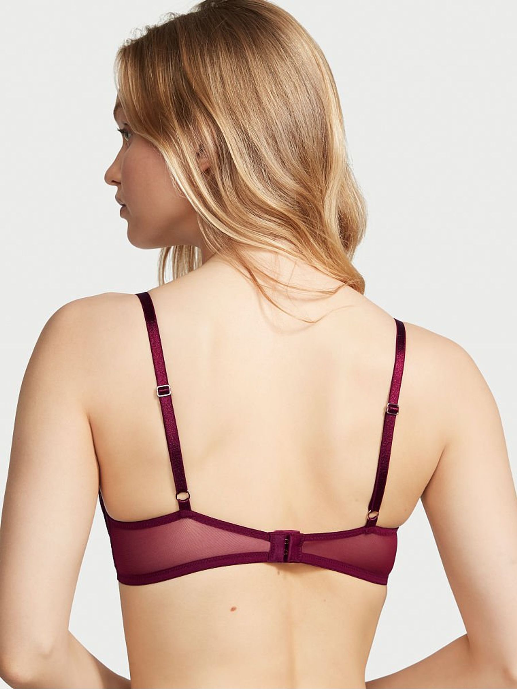 Burgundy Purple Embroidered Push Up Bra - Image 2 of 3