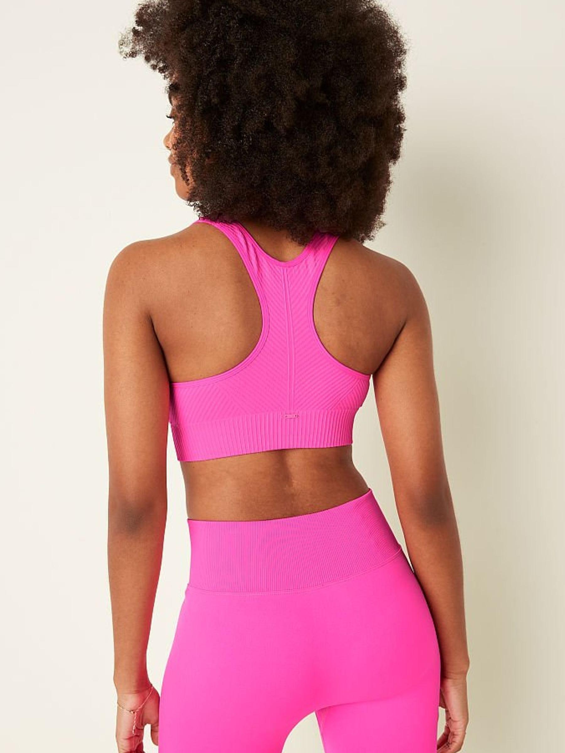 Atomic Pink Seamless Lightly Lined Low Impact Racerback Sports Bra - Image 2 of 4