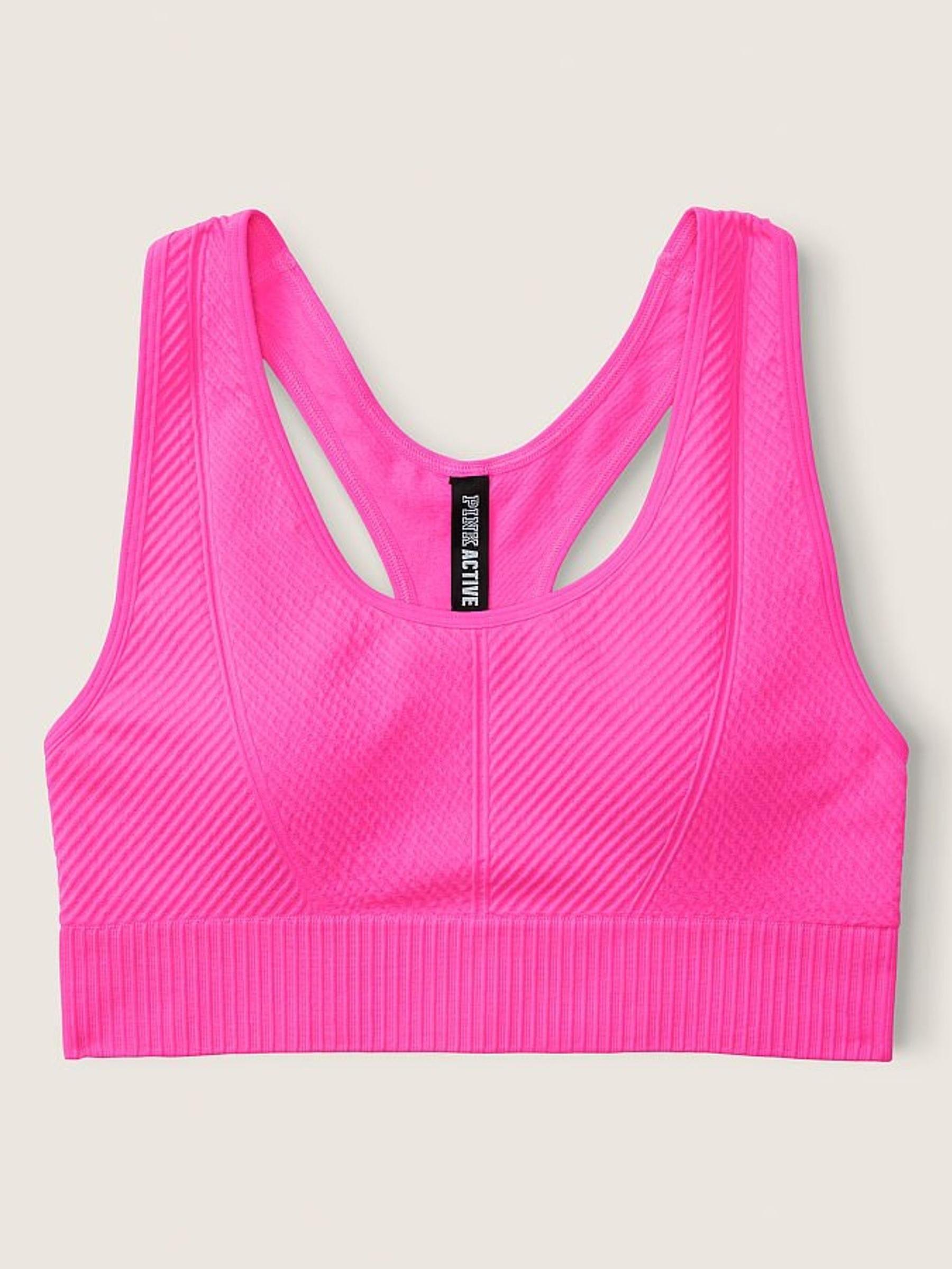 Atomic Pink Seamless Lightly Lined Low Impact Racerback Sports Bra - Image 4 of 4