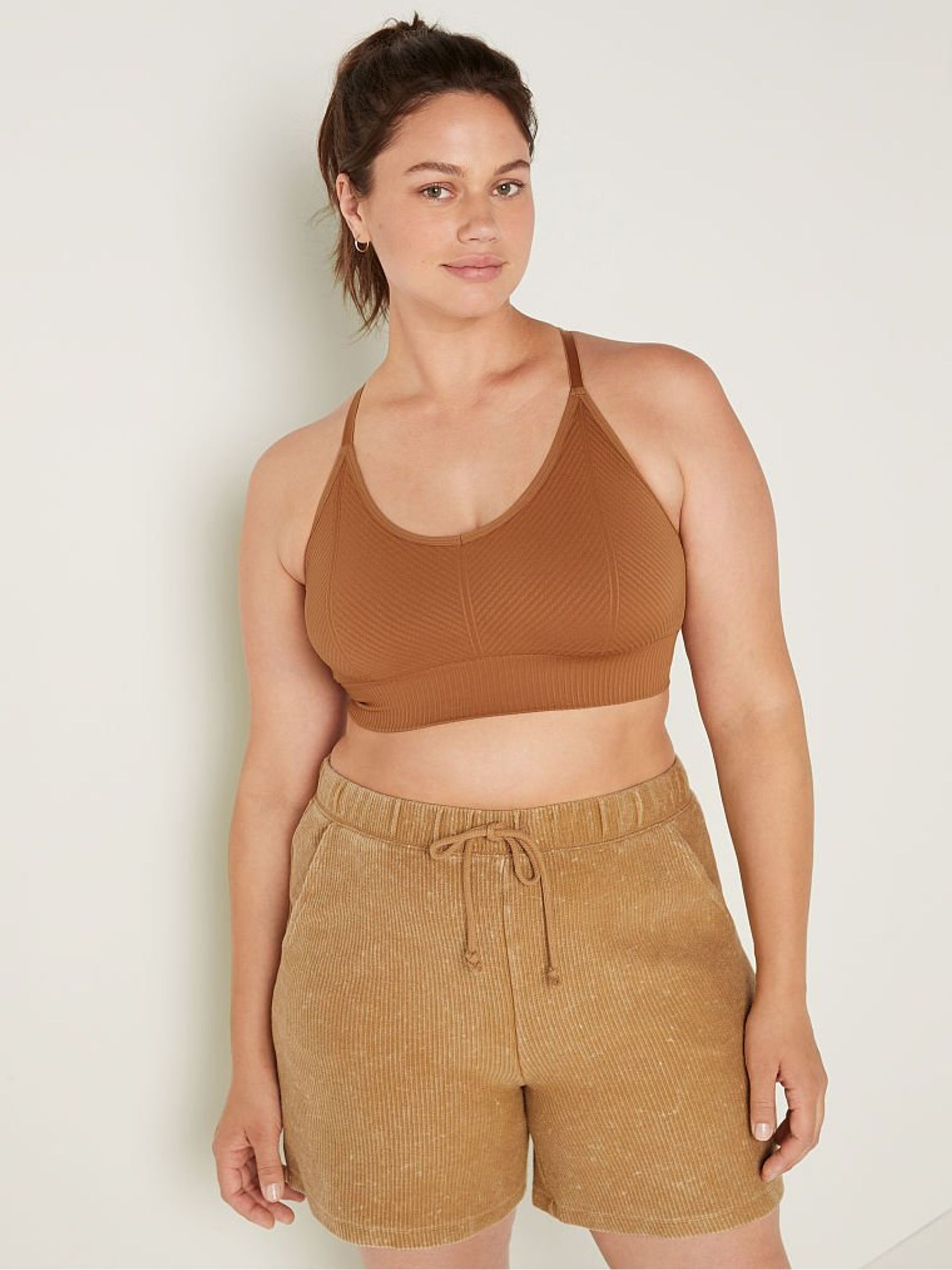 Warm Brown Seamless Lightly Lined Low Impact Sports Bra - Image 1 of 4