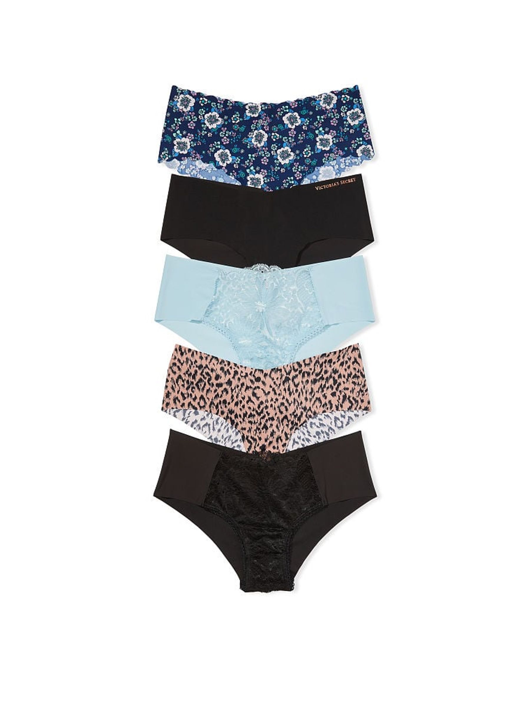 Black/Leopard/Blue Cheeky 5 Pack Knickers - Image 1 of 1