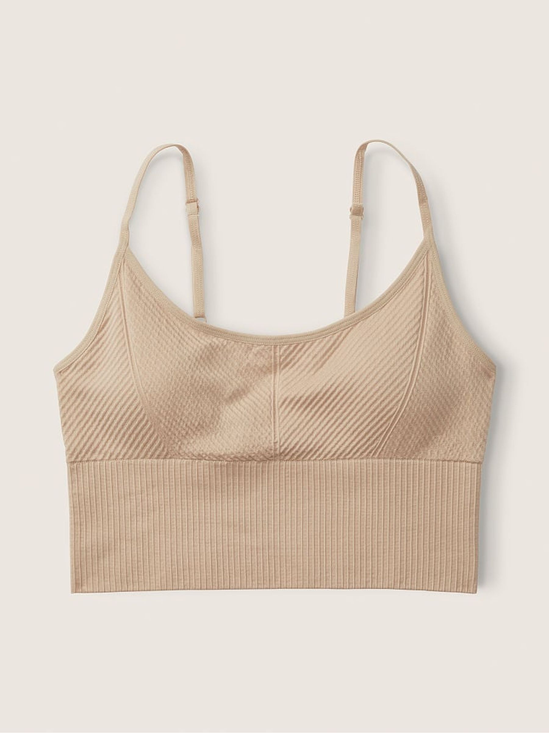 Light Sand Nude Seamless Lightly Lined Low Impact Sport Crop Top - Image 4 of 4