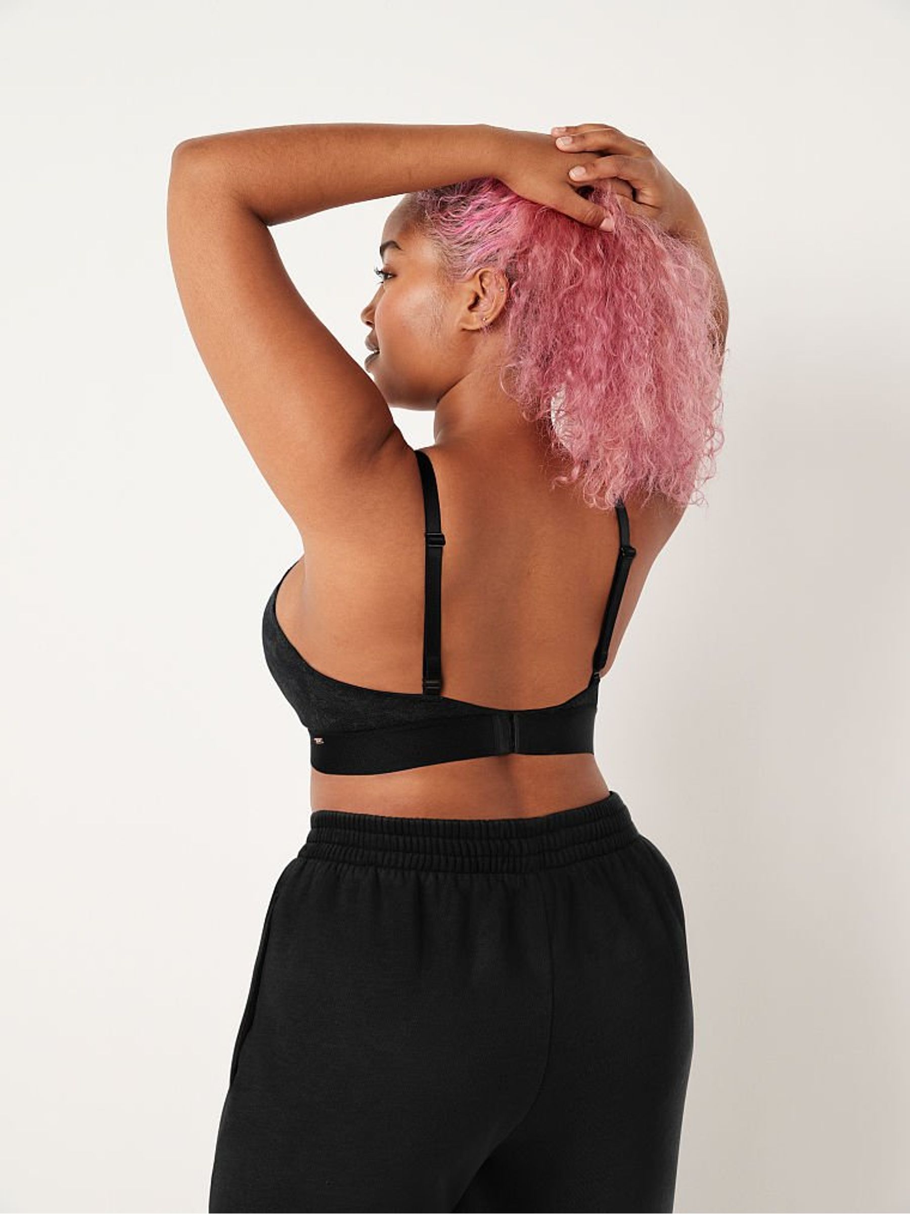 Pure Black Lace Unlined Triangle Bralette - Image 2 of 3