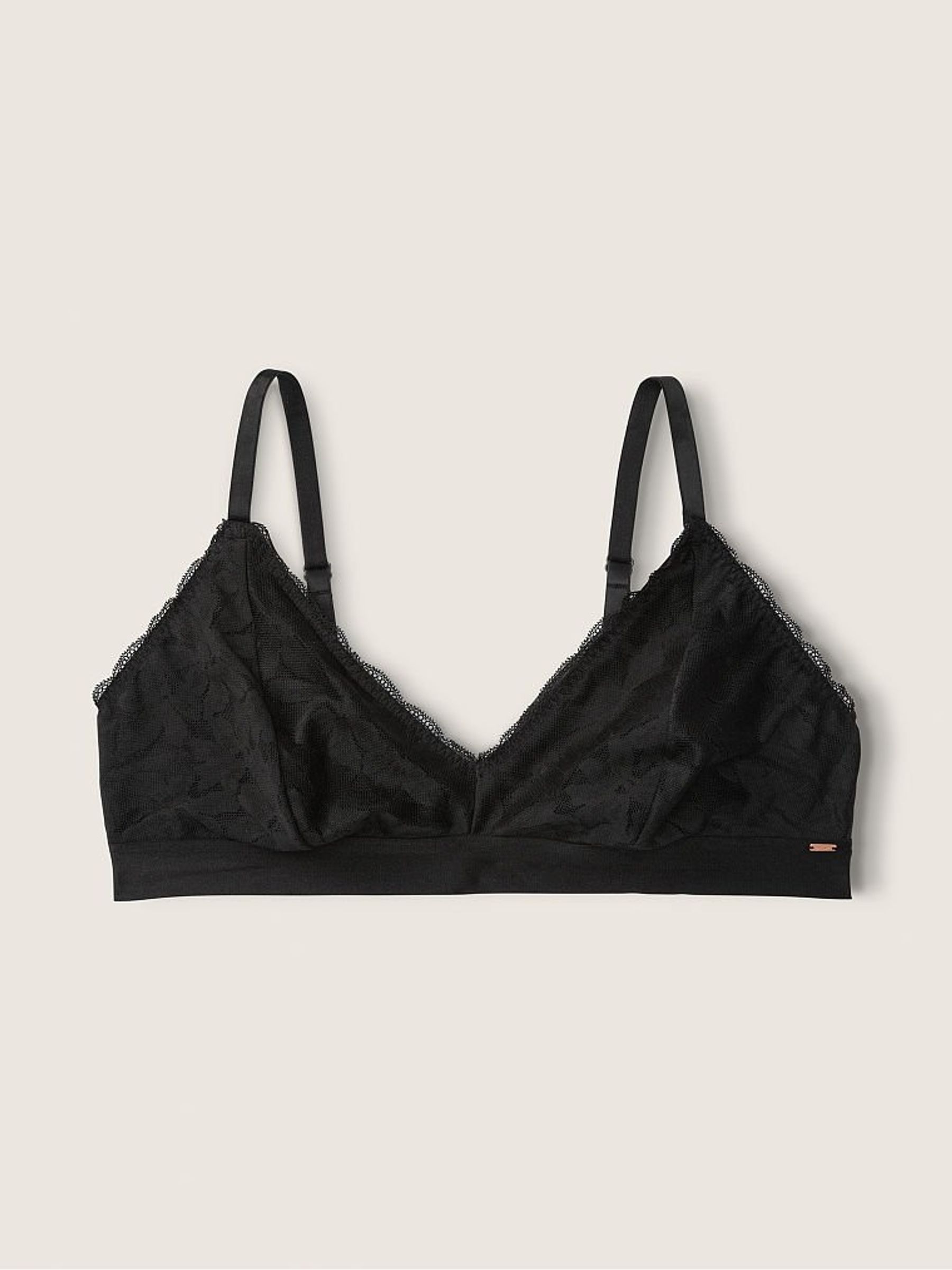 Pure Black Lace Unlined Triangle Bralette - Image 3 of 3
