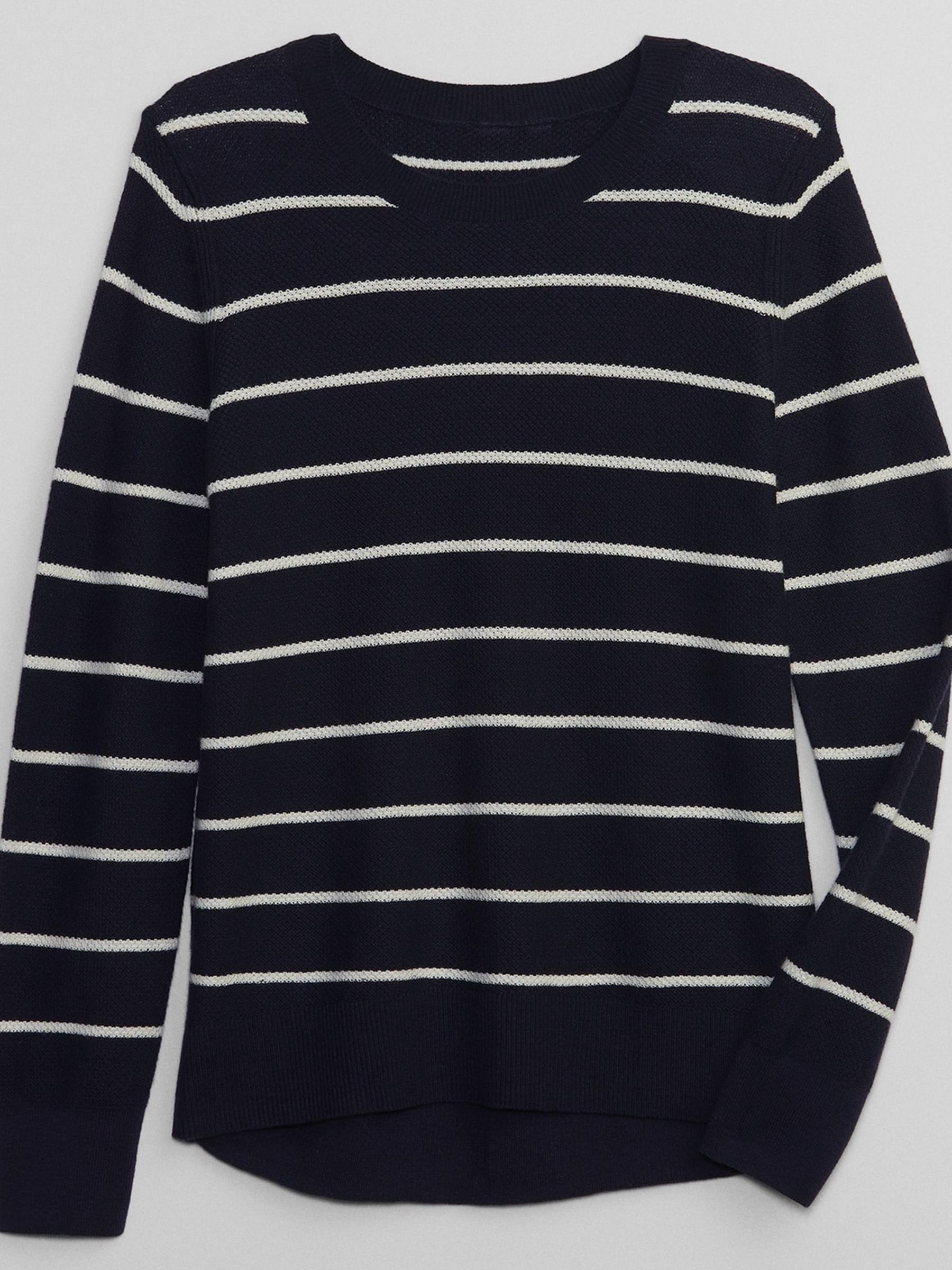 Black/White Relaxed Stripe Long Sleeve Crew Neck Jumper - Image 4 of 5