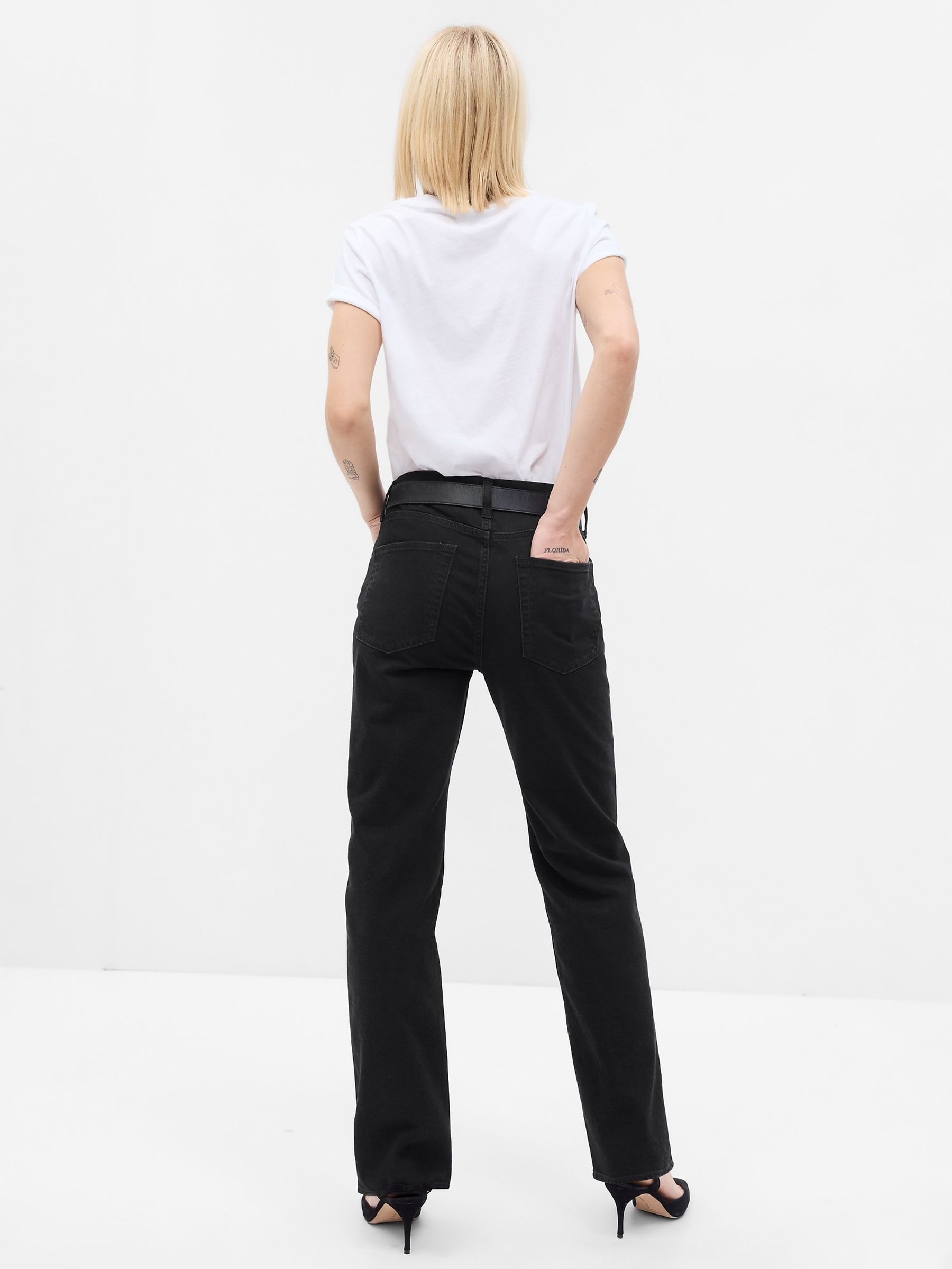 Black High Waisted Straight 90s Loose Jeans - Image 2 of 7