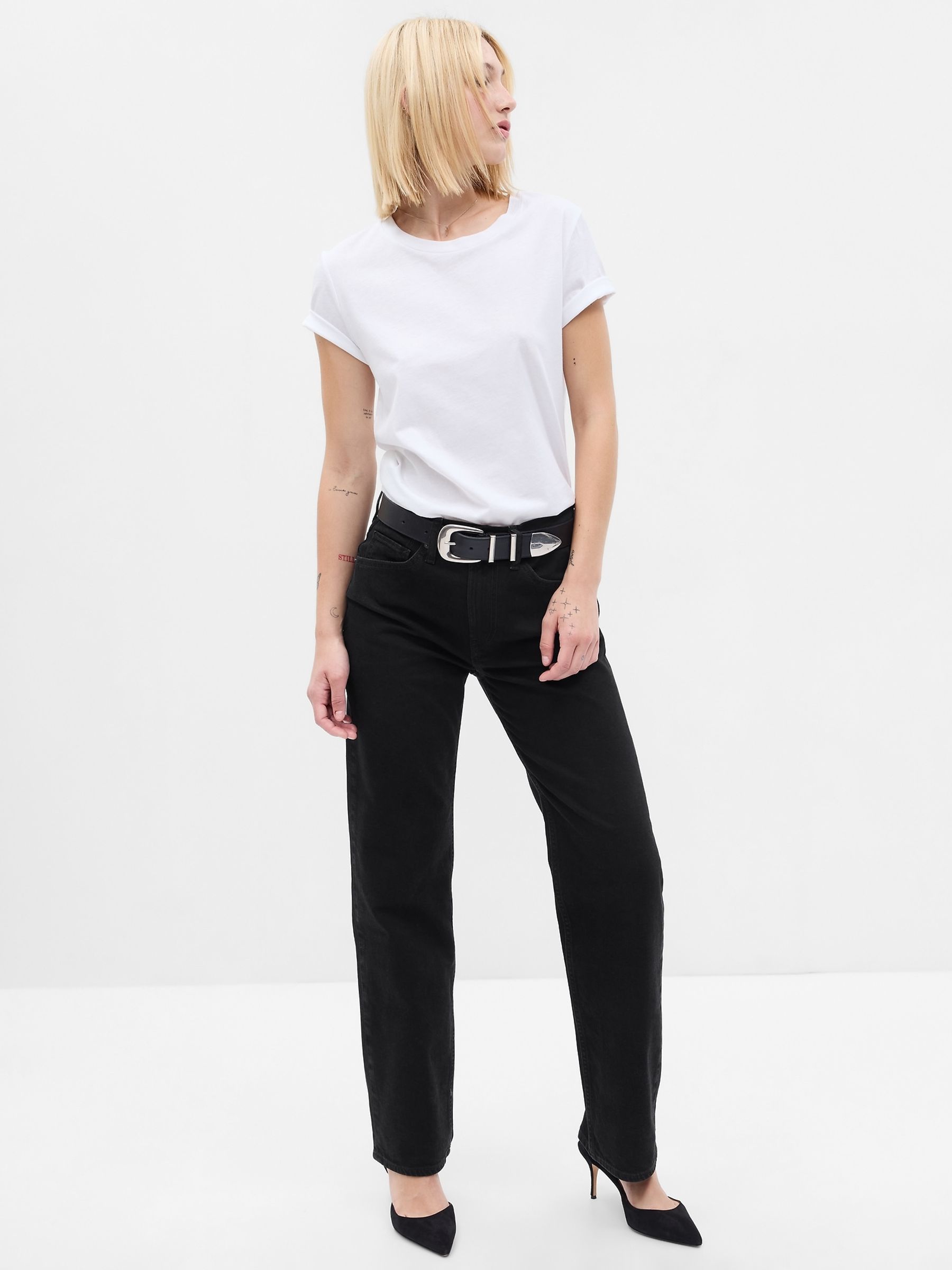 Black High Waisted Straight 90s Loose Jeans - Image 3 of 7