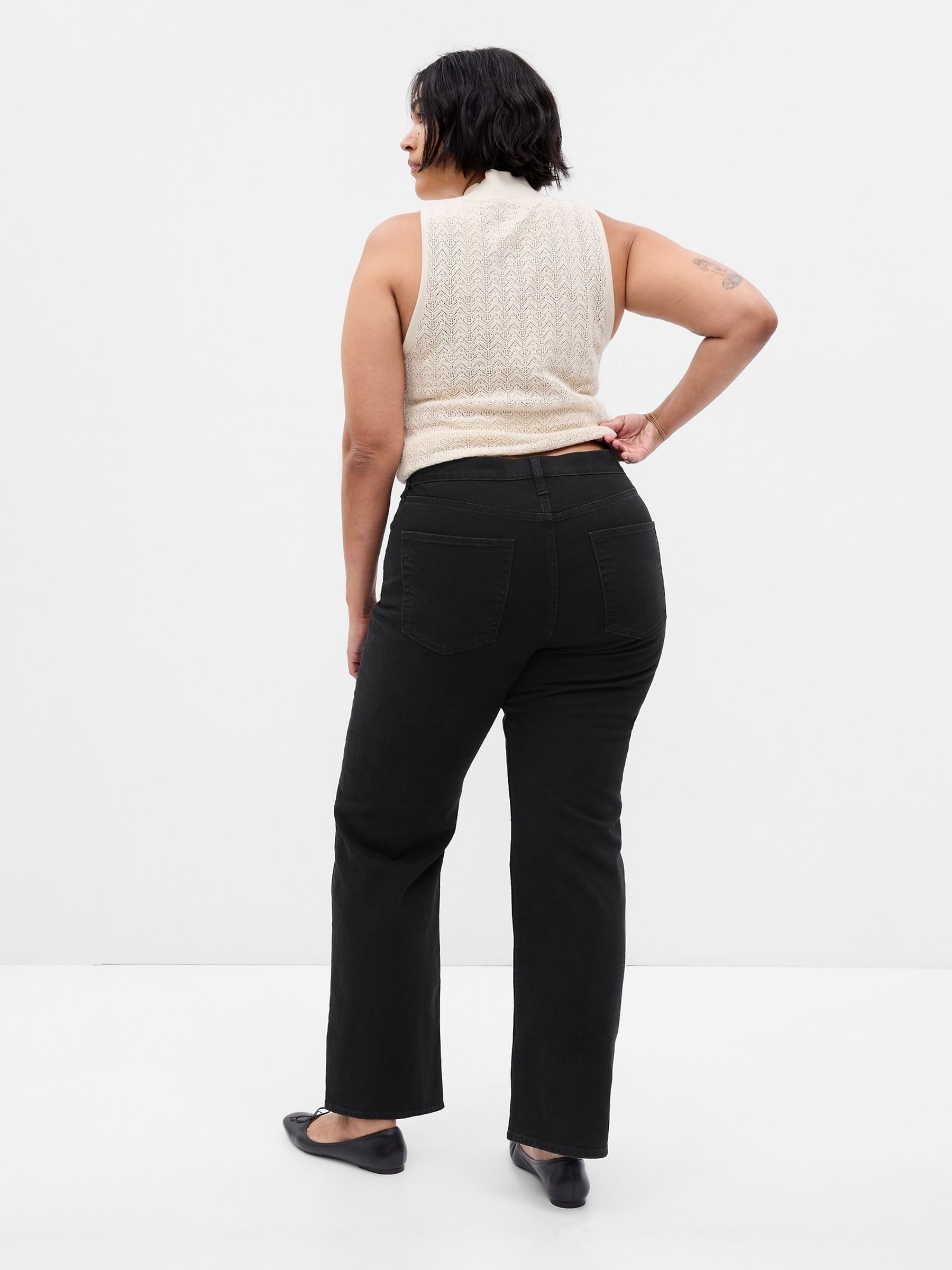 Black High Waisted Straight 90s Loose Jeans - Image 6 of 7