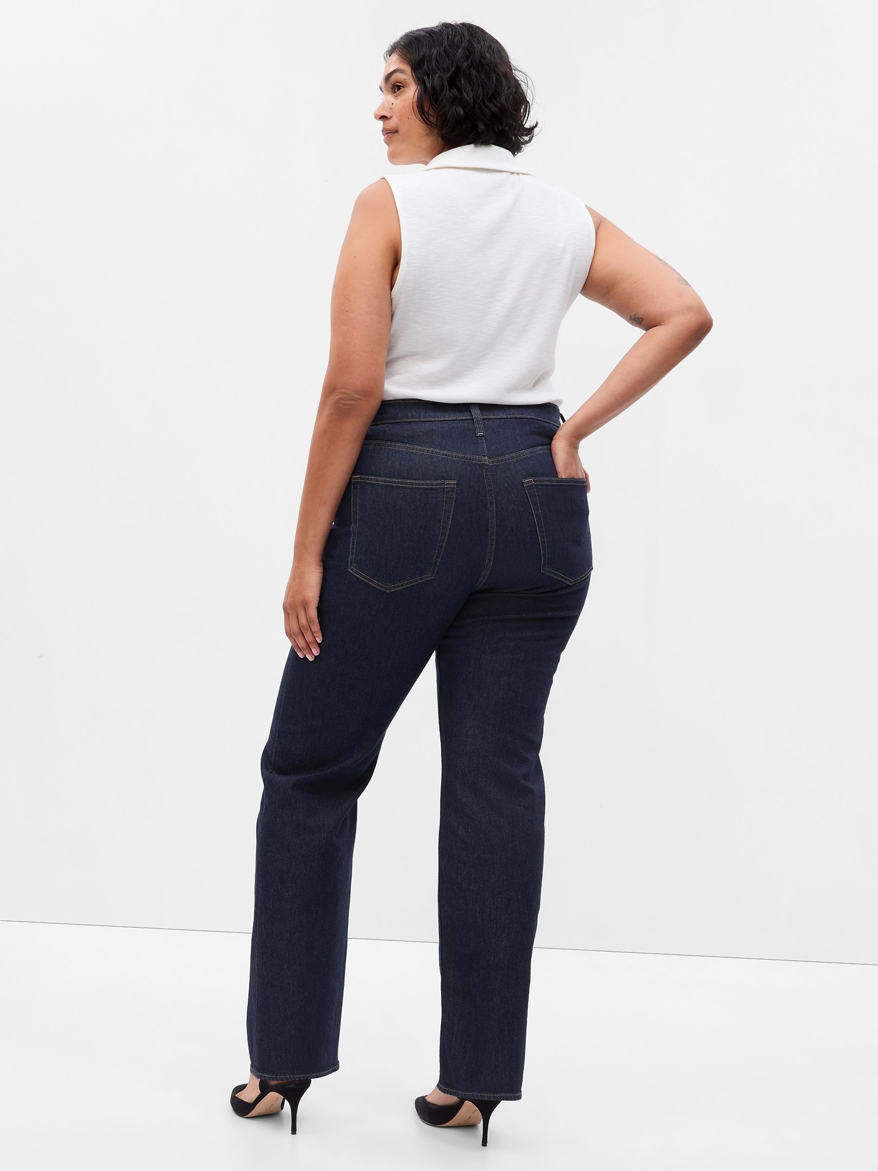 Dark Blue High Waisted Straight 90s Loose Jeans - Image 2 of 7