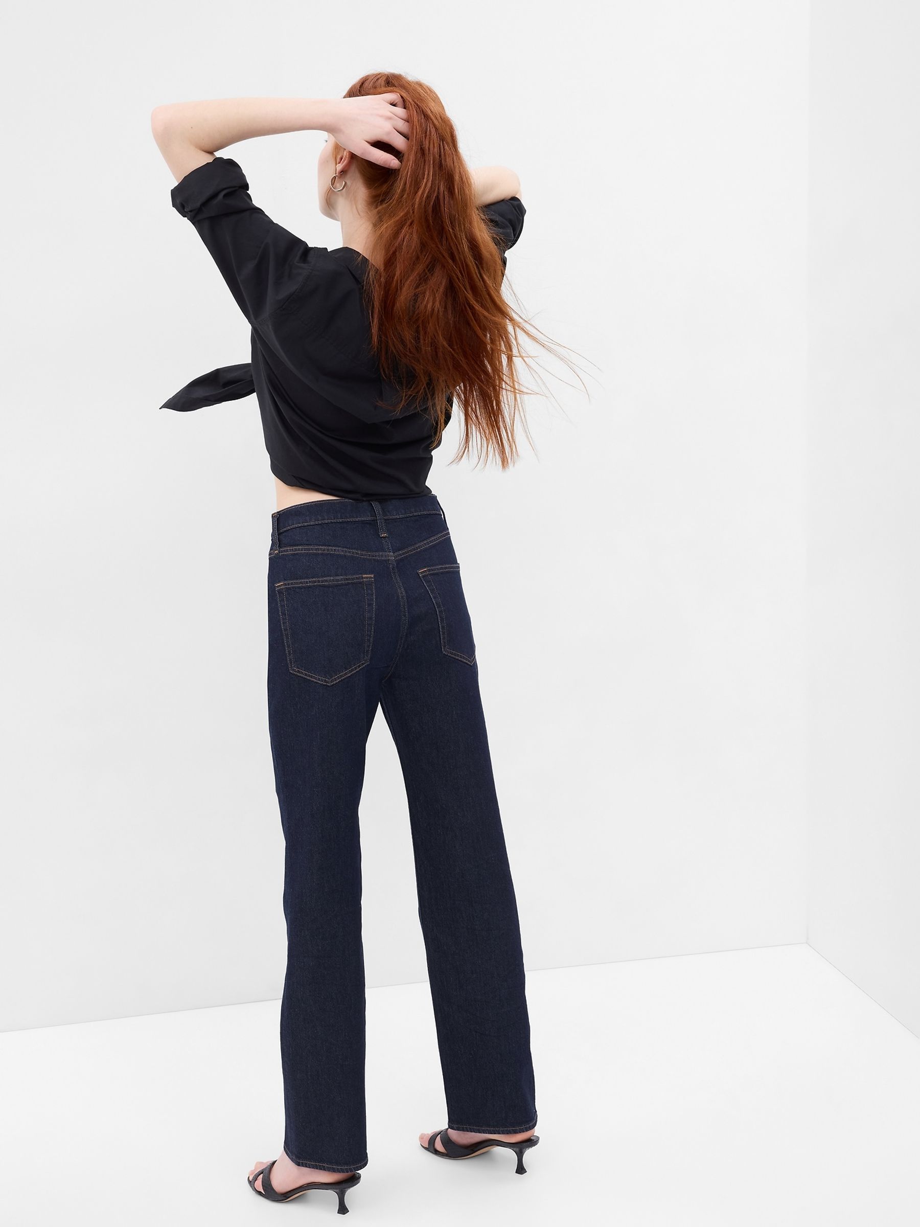 Dark Blue High Waisted Straight 90s Loose Jeans - Image 5 of 7