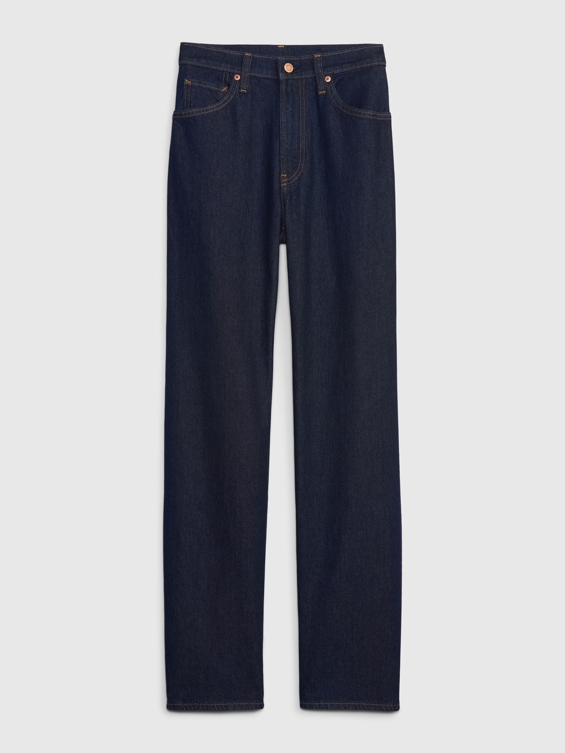 Dark Blue High Waisted Straight 90s Loose Jeans - Image 7 of 7