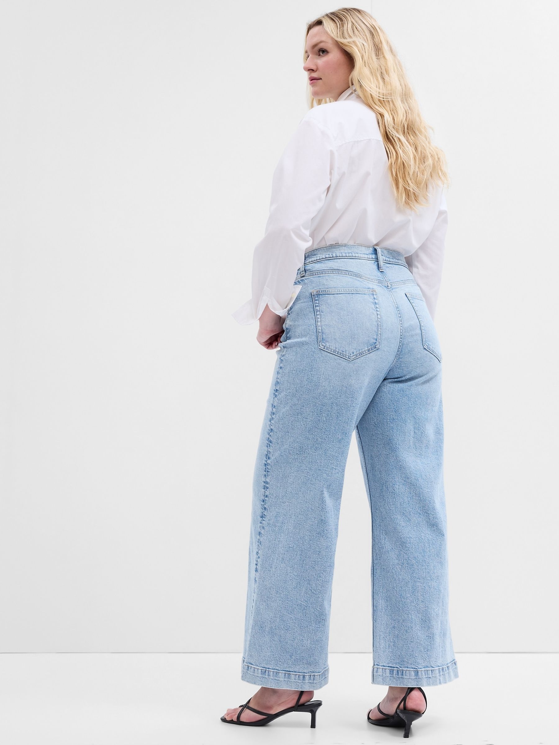 Light Blue Cropped High Waist Wide Leg Jeans - Image 2 of 7