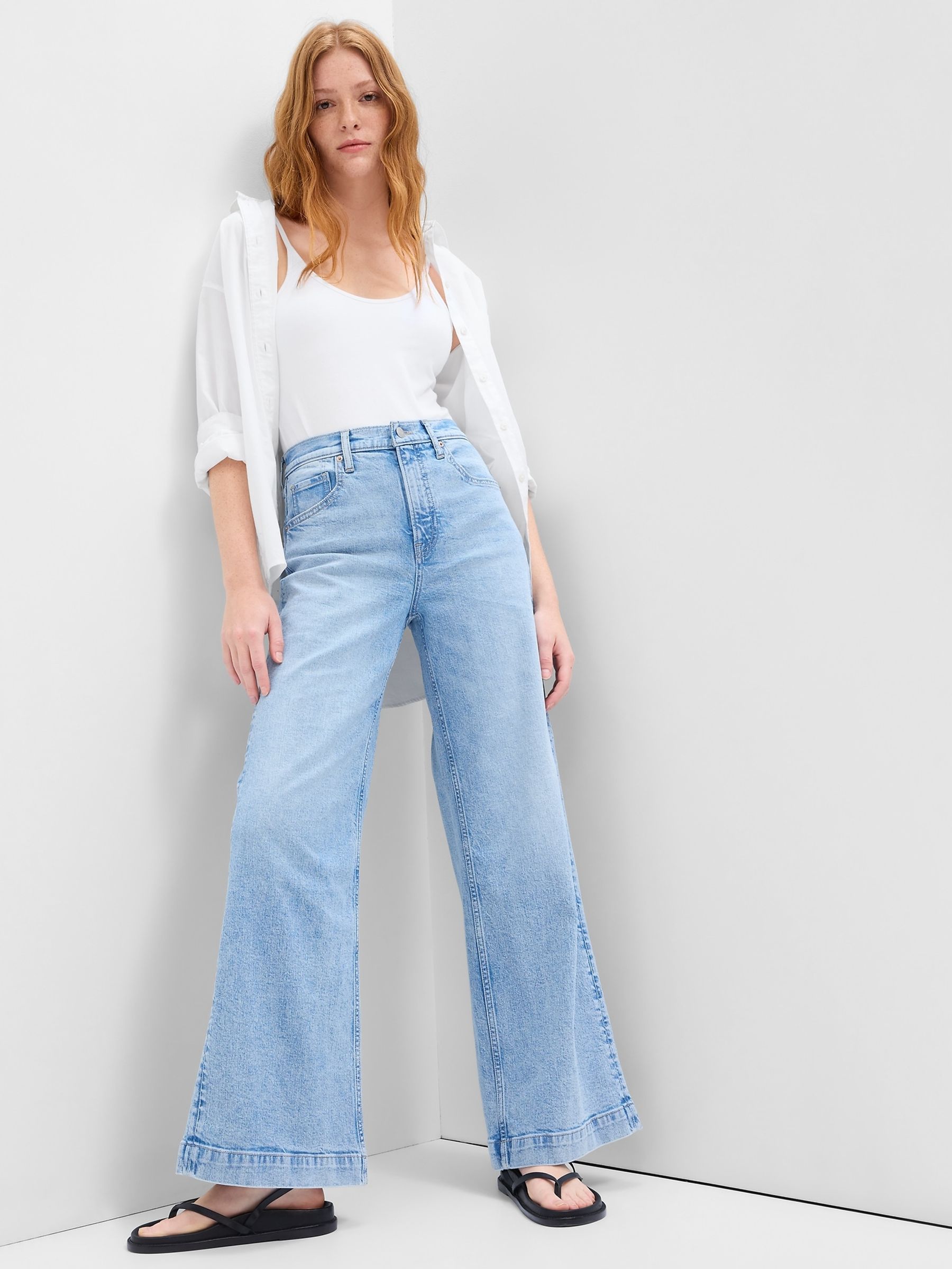 Light Blue Cropped High Waist Wide Leg Jeans - Image 3 of 7