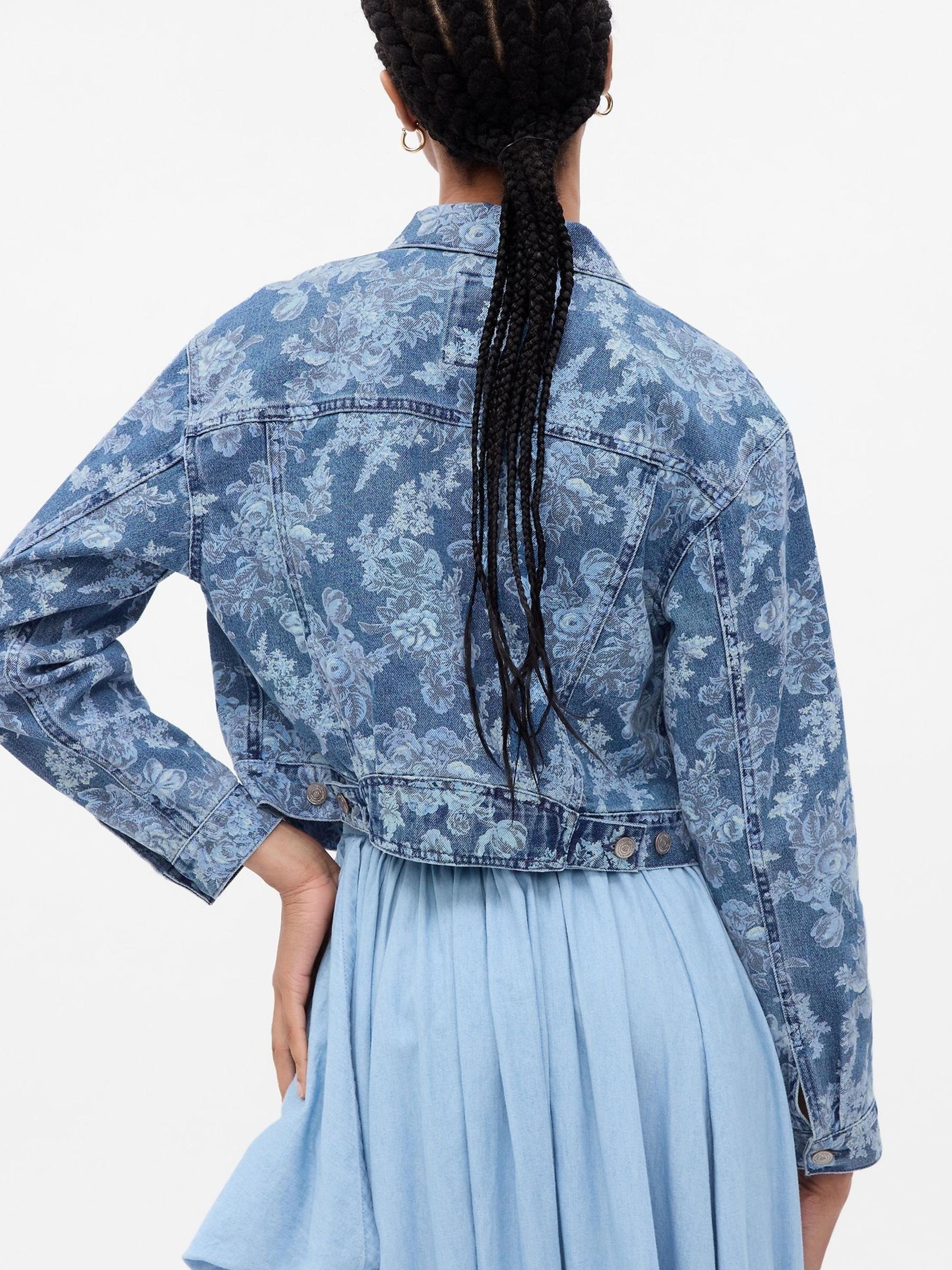 Blue LoveShackFancy Floral Icon Denim Jacket - Image 2 of 5